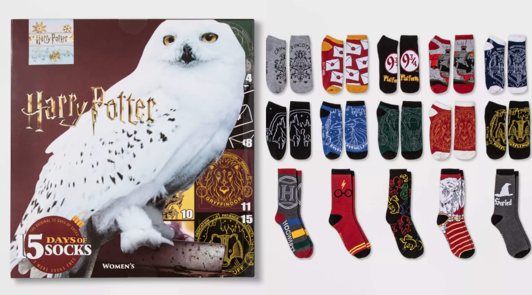 Harry Potter OWL 15 Days of Socks Advent Calendar Christmas Gift