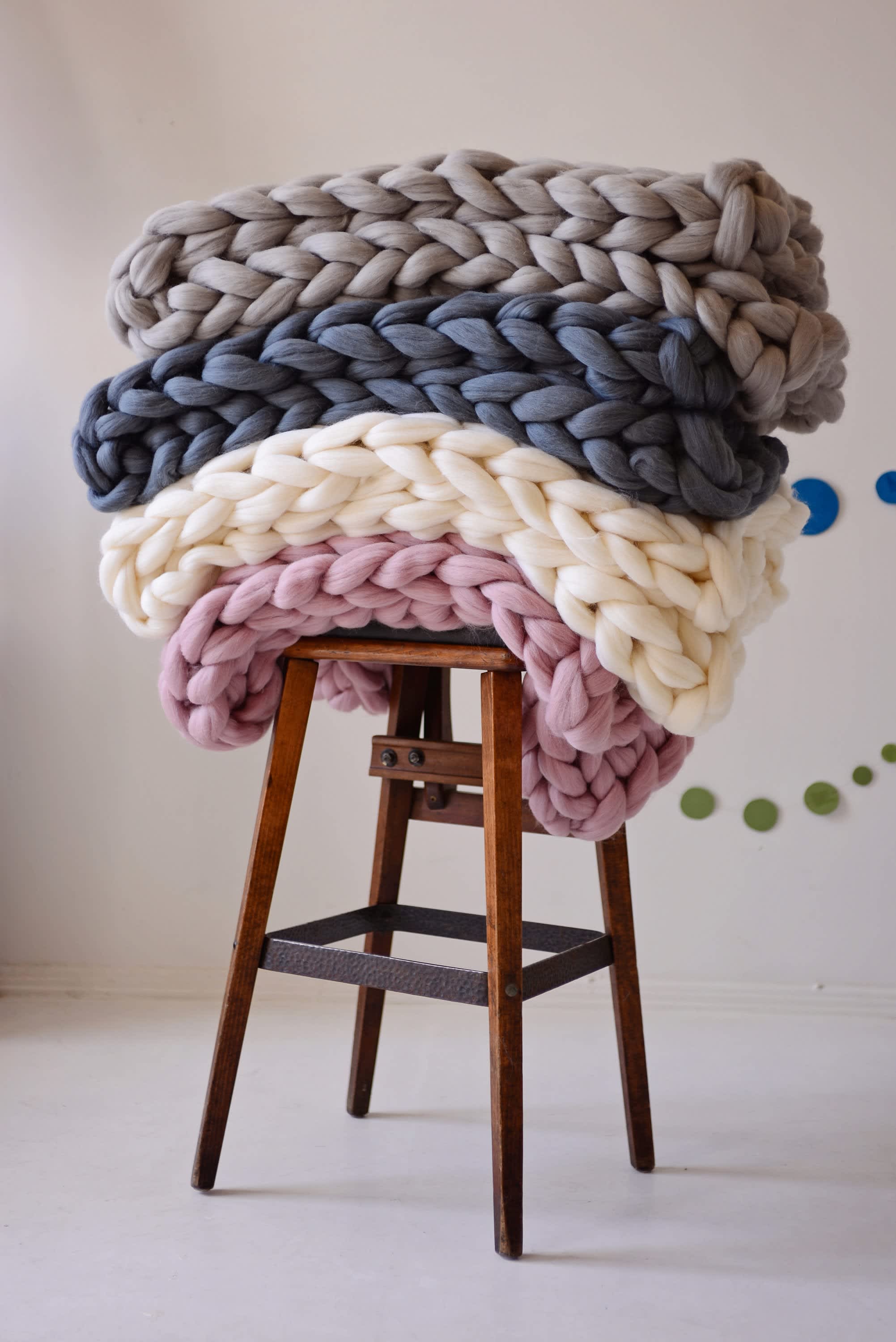 Chunky Knit Blanket Thick Winter Warm Hand Yarn Merino Bulky Throw Blanketfly™ 