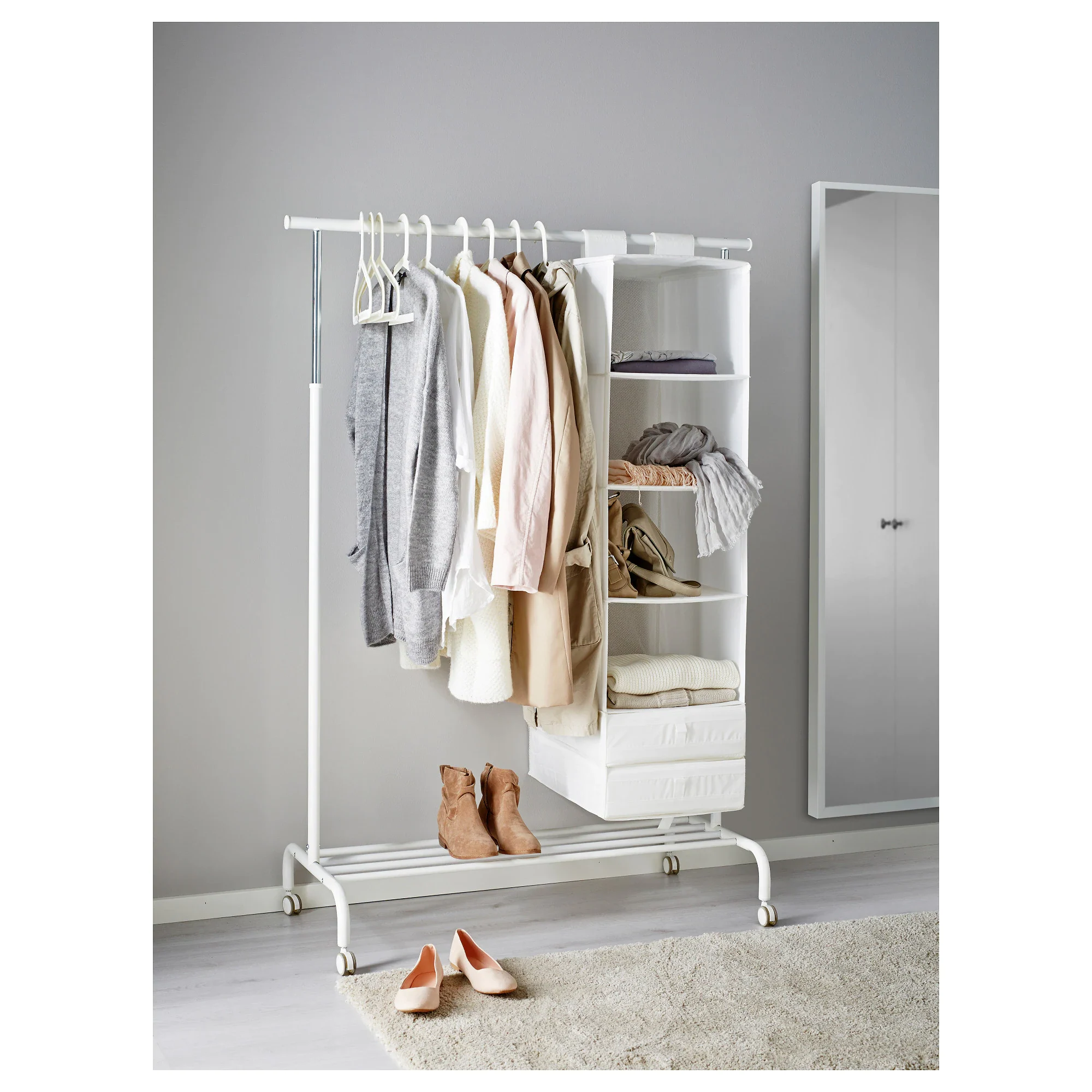 Mari Home Adjustable Double Chrome Metal Garment Rack Tidy Rail With Clothing Rail With Middle And