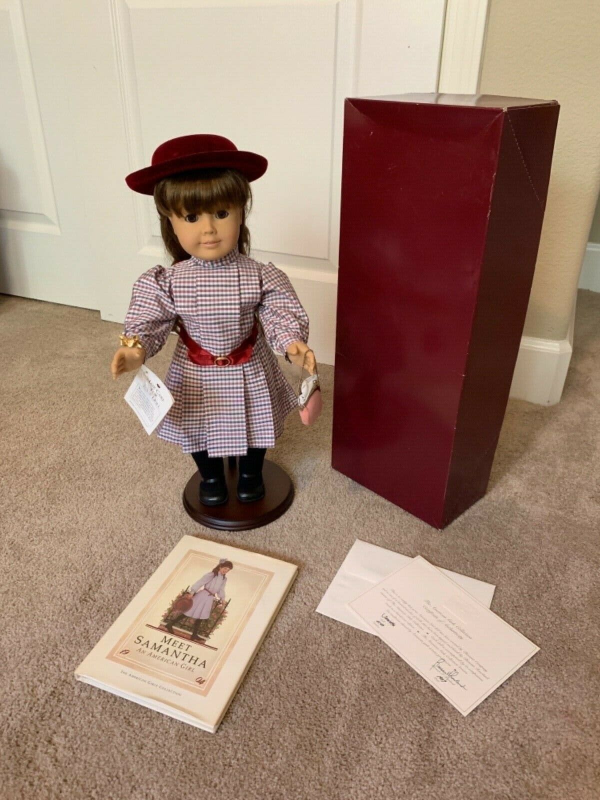 American Girl Samantha 18 Doll | w/ Hat, Accessories, & Book | Original Box