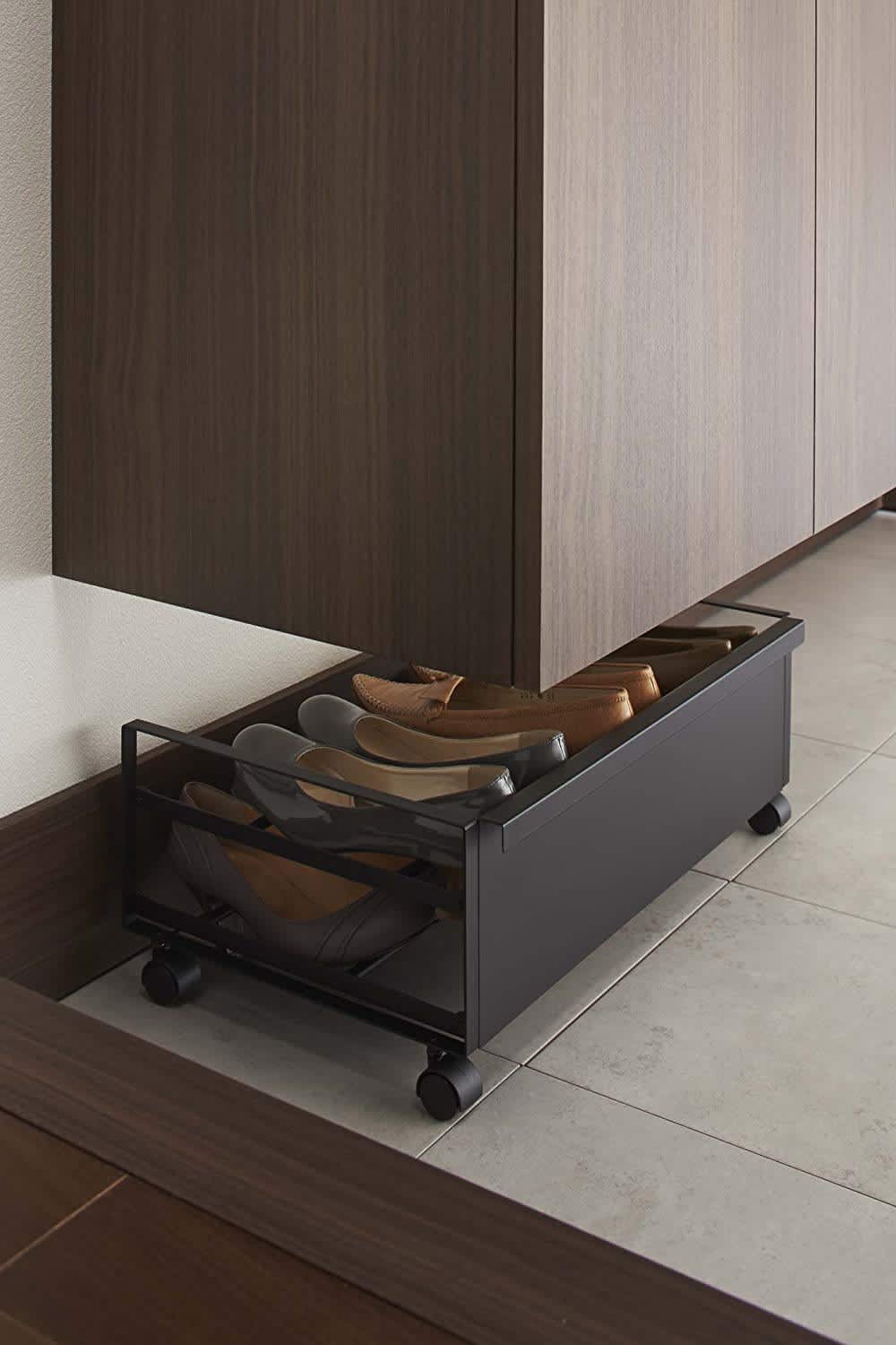 rolling shoe racks for closets on Yamazaki Rolling Shoe Organizer Best Stylish Under Bed Shoe Storage Amazon Apartment Therapy