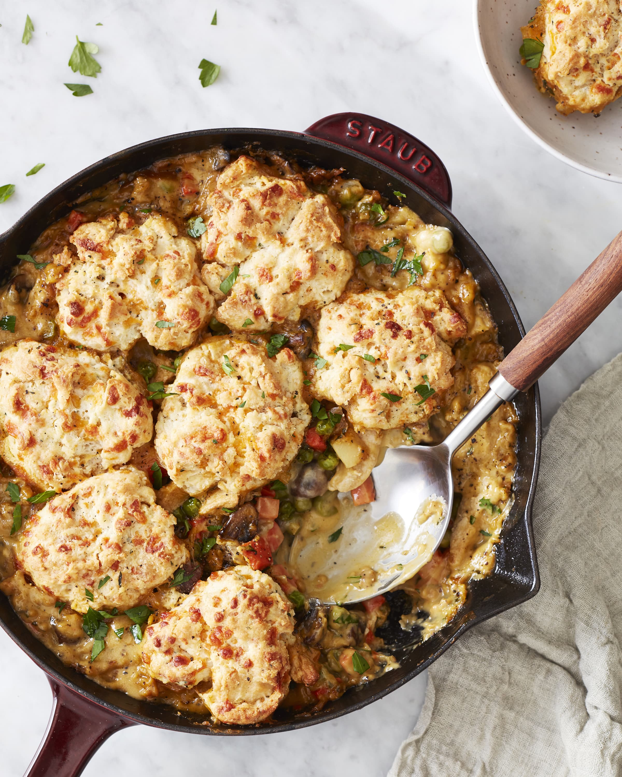 Steak Pot Pie with Cheddar Biscuits