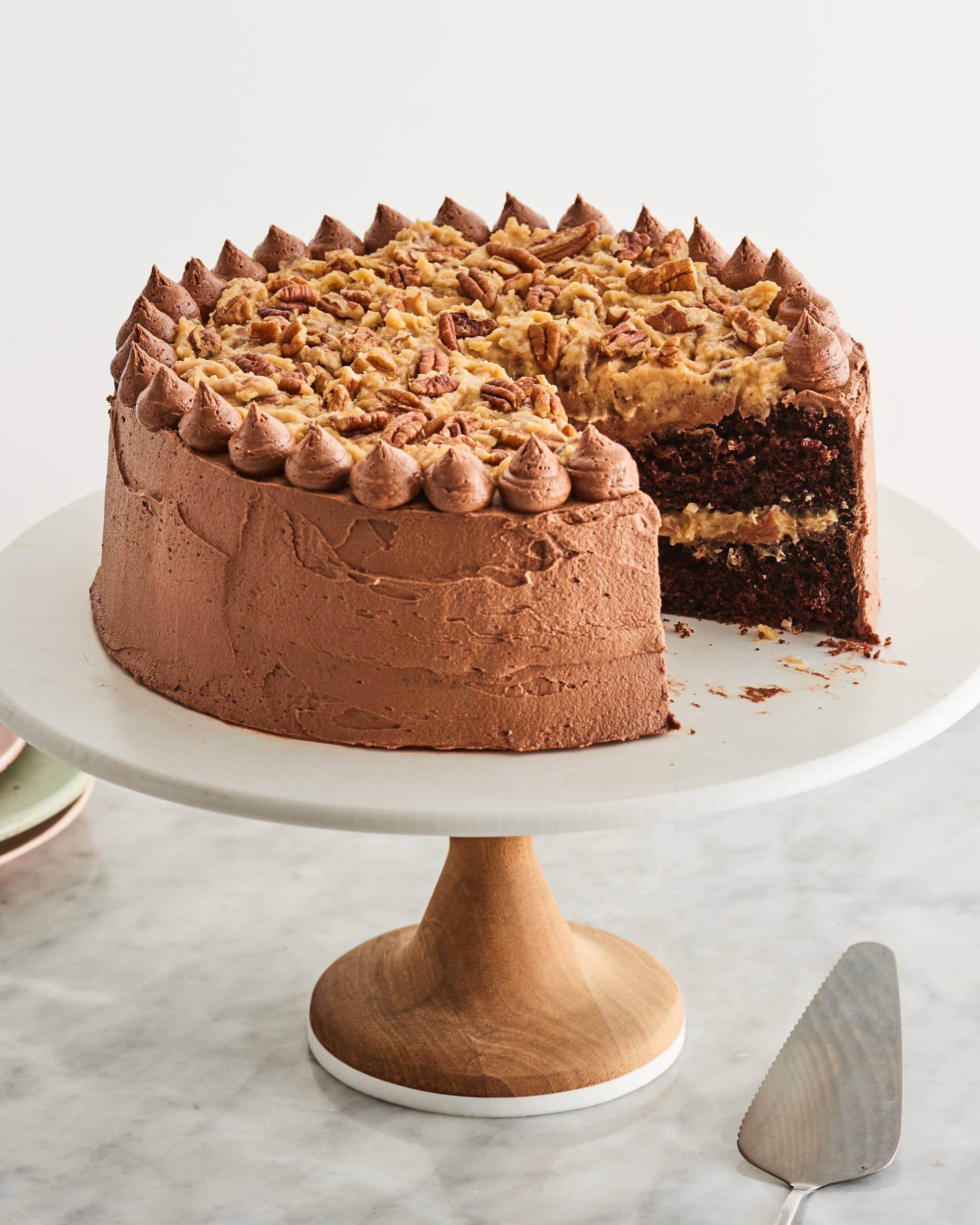 Traditional German Chocolate Cake with Coconut Pecan Frosting - Out of the  Box Baking