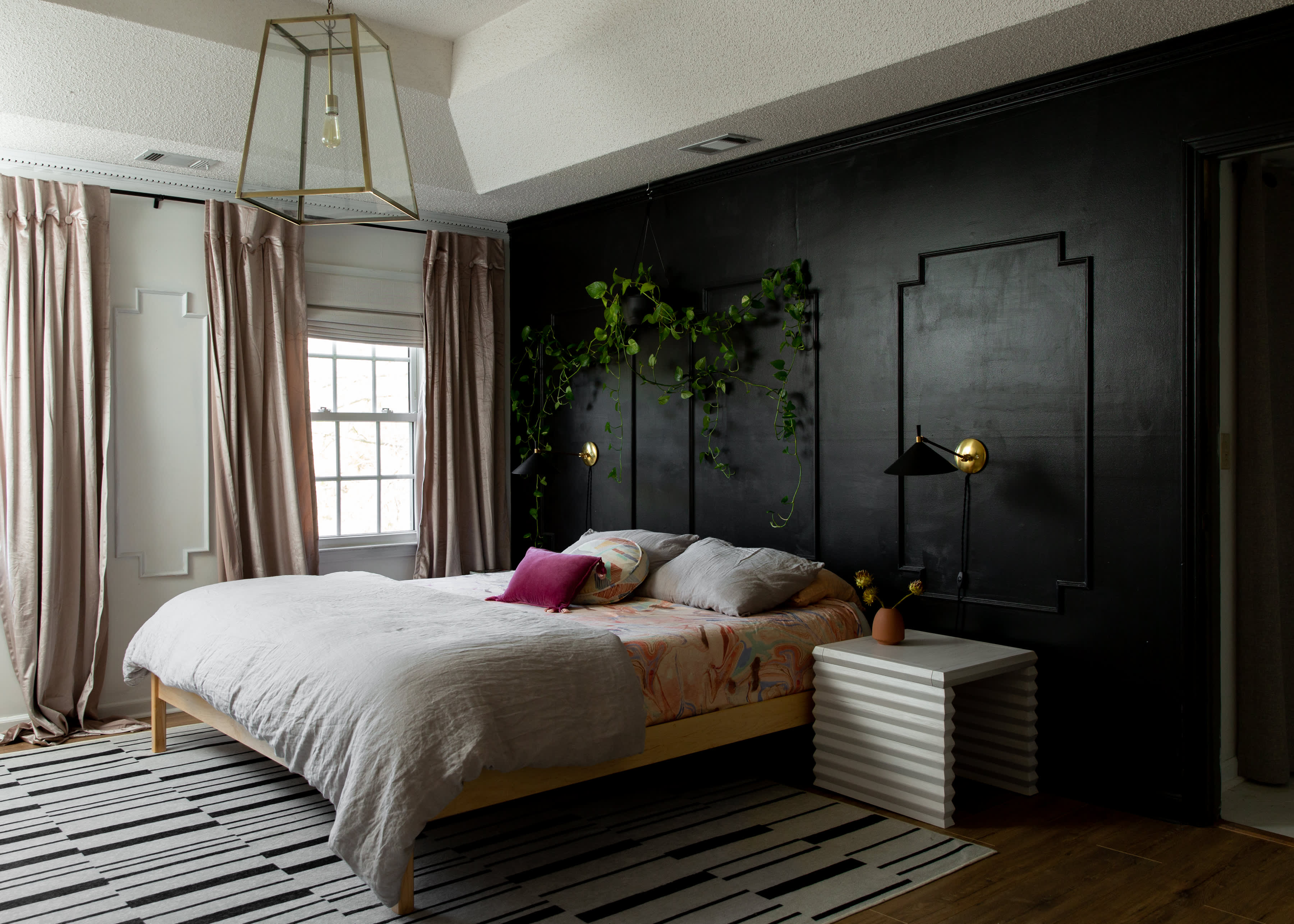 Bedroom w/ dark red walls, terracotta decor  Bedroom interior, Burgundy  bedroom, Bedroom red