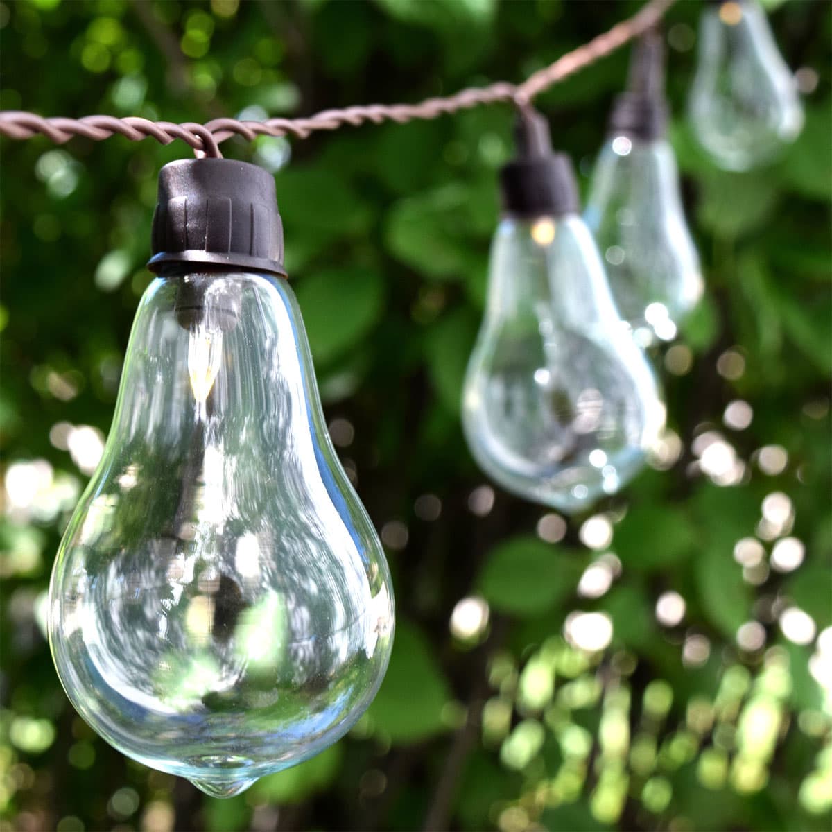 HD Design Outdoors 10 Solar Powered Bulb String Lanterns Lights NIB 