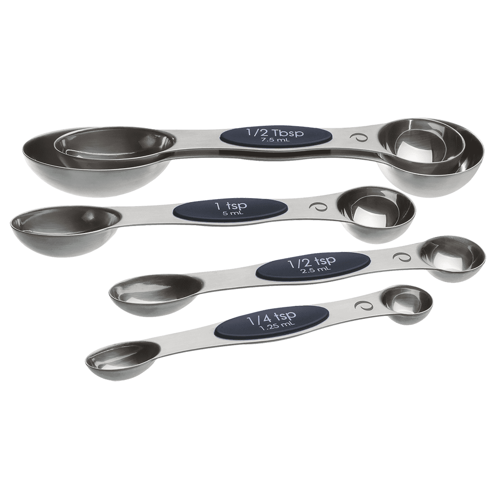 CH1EF Magnetic Metal Measuring Spoons Set Stainless Steel Etched Stackable Teaspoons Tablespoons Dual Sided Measure Spoon Set of 8 for Measuring Dry