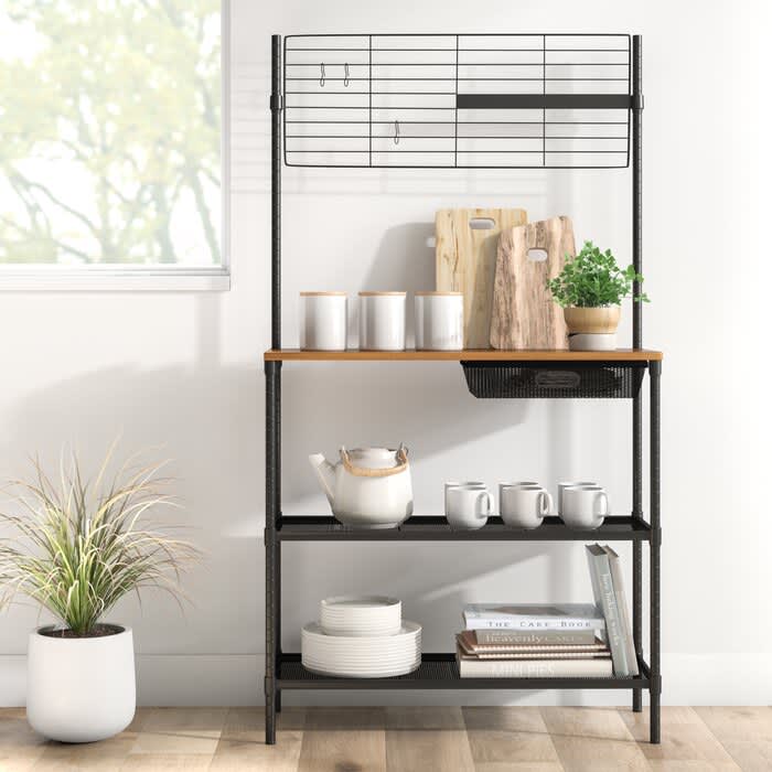 Honey-Can-Do Bakers Rack With Shelves And Hanging Storage