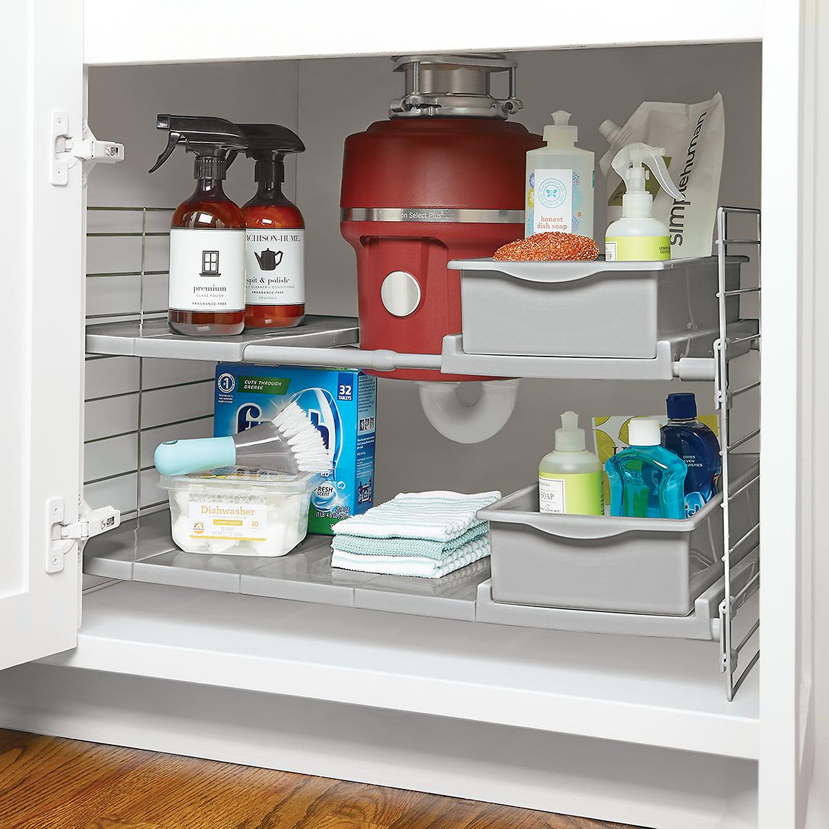 3 Tier Plastic Shelf Organisers Kitchen Shelving Rack Under Sink Storage Quality 