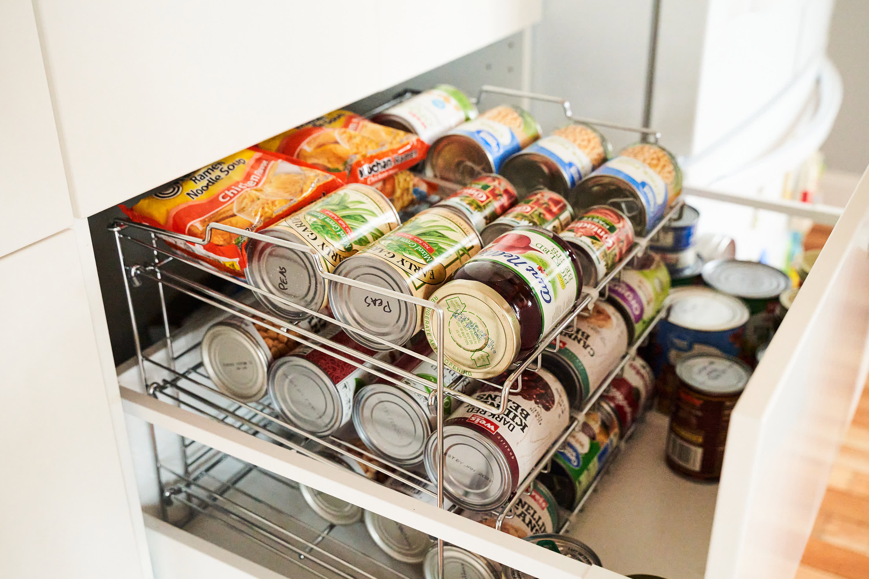 Can Food Storage Organizer Kitchen Cabinet Pantry Canned Goods Shelf Rack Holder 