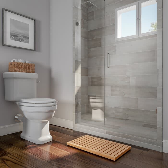Bathroom Wood Color Bamboo Floor Bath Mat Spa Anti Slip Bamboo Pad Shower Mat OF 