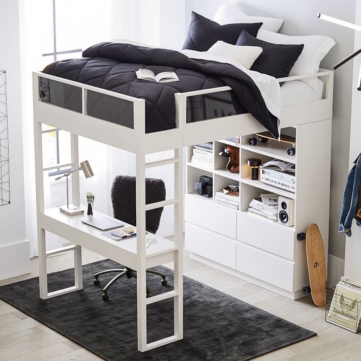 modern loft bed with desk