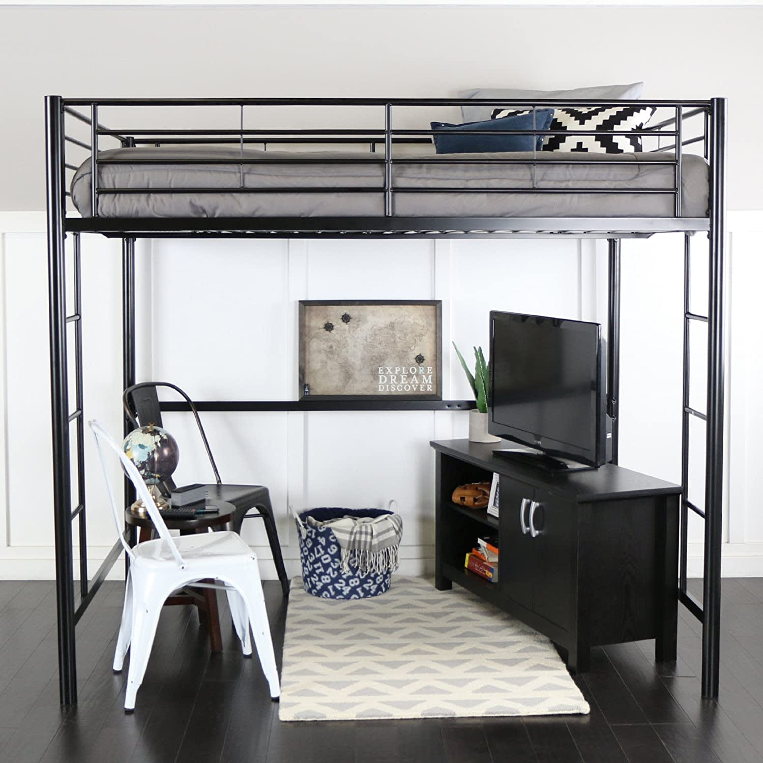 queen size bunk beds with desk