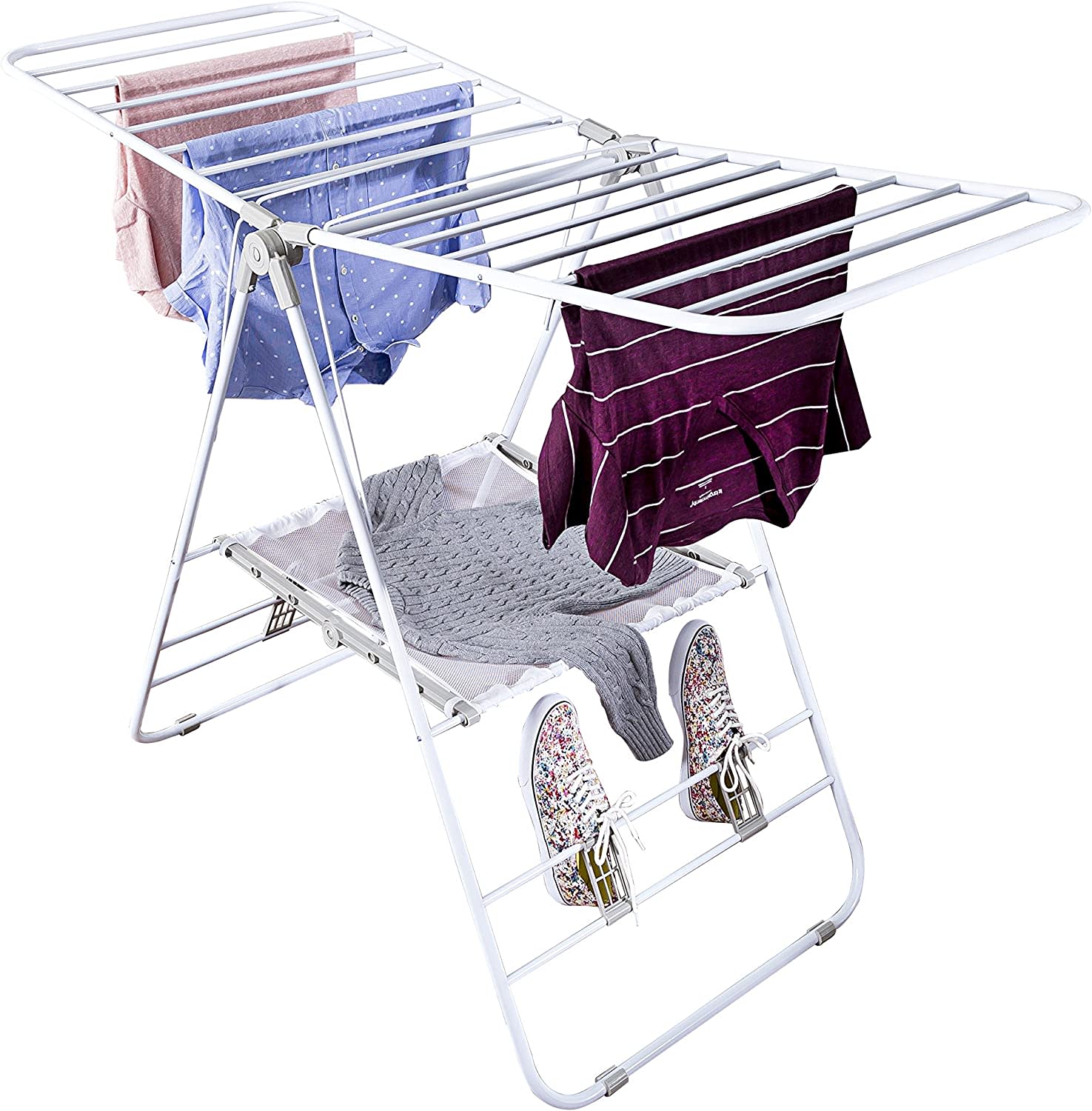 HOUSE AGAIN Clothes Drying Rack, Small Drying Rack Clothing, 3-Tier Laundry  Cloth Dyer Racks Freestand Dryer Rack for Bathroom, Apartment and Laundry
