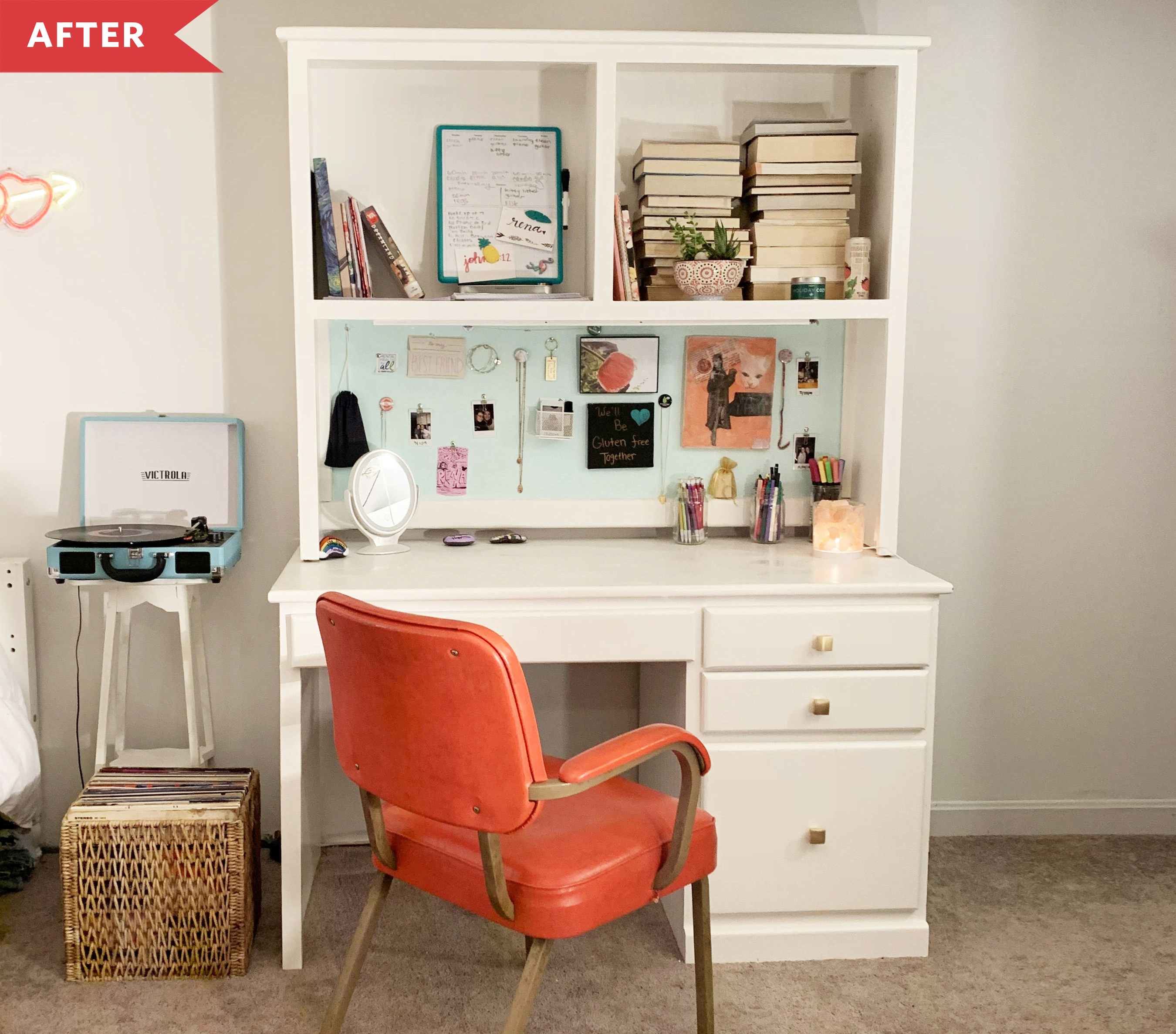 Elegant and Functional Girls Room with Glass Top Desk