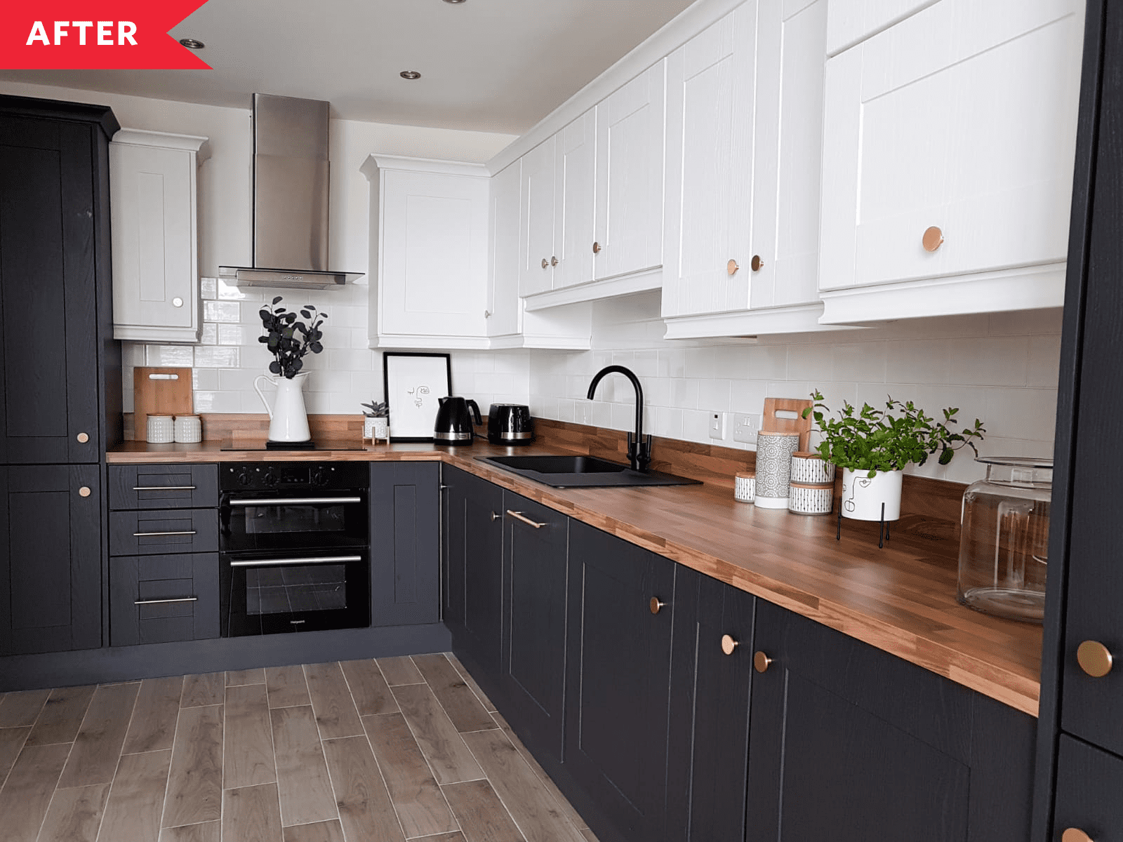 black and white kitchen