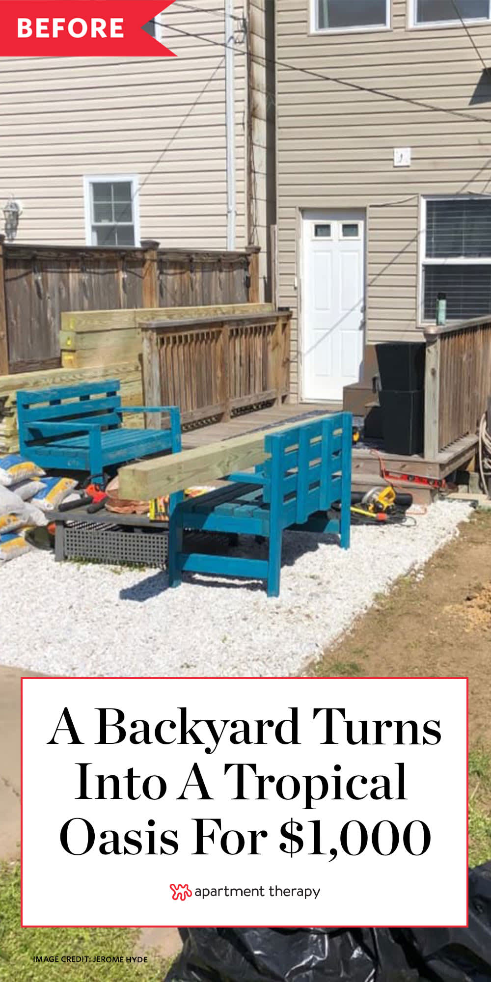 tropical oasis backyard on Diy Backyard Redo With Pergola Apartment Therapy