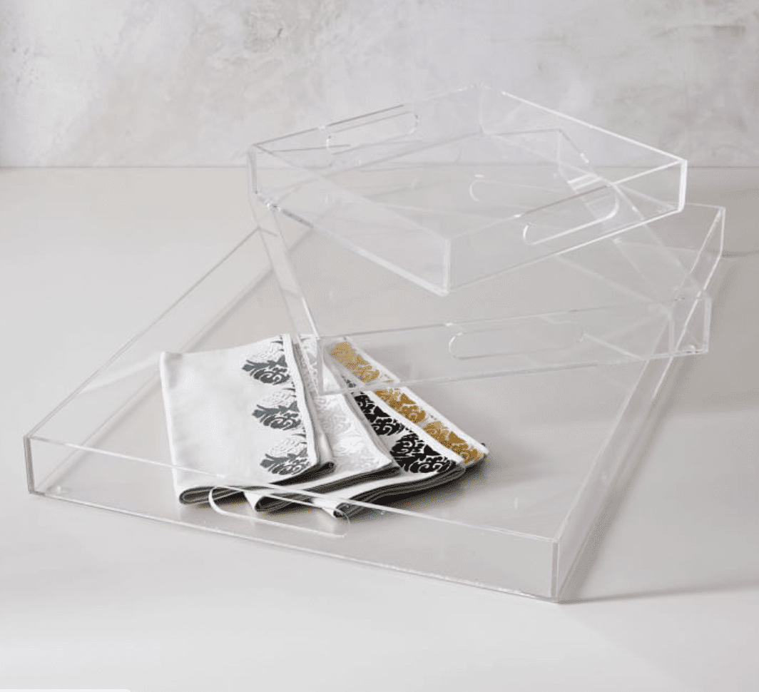 clear plastic narrow tray acrylic small