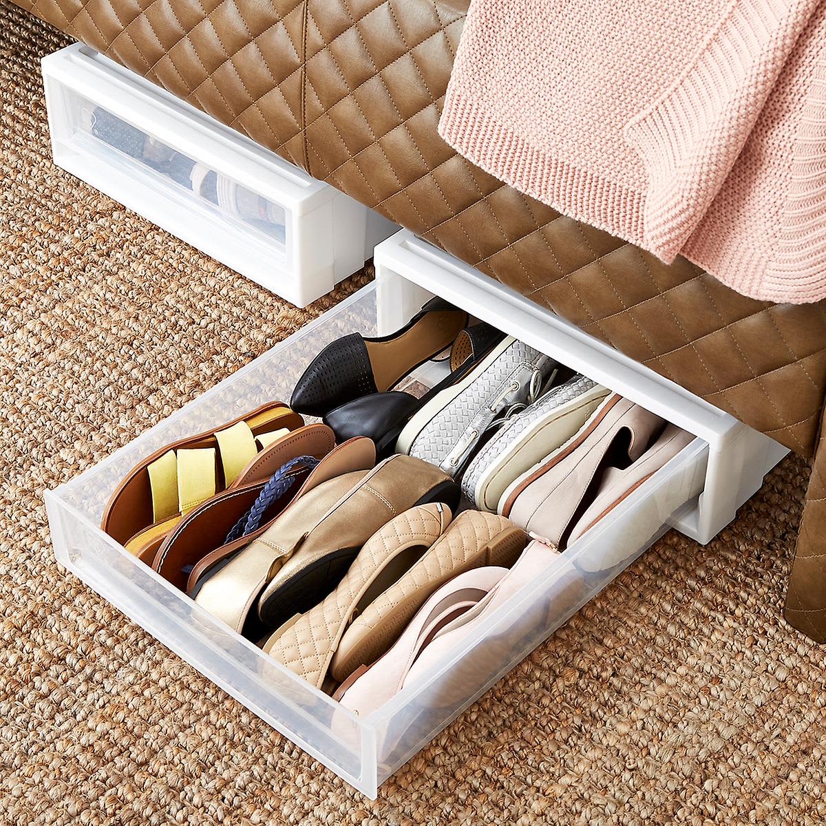 Closet Organizer Sturdy Container Blankets Felicity Simplicity Under Bed Storage Organizer for Clothes Foldable Breathable Comforters Removable Divider Transparent Clear Lid Durable Zipper Shoes