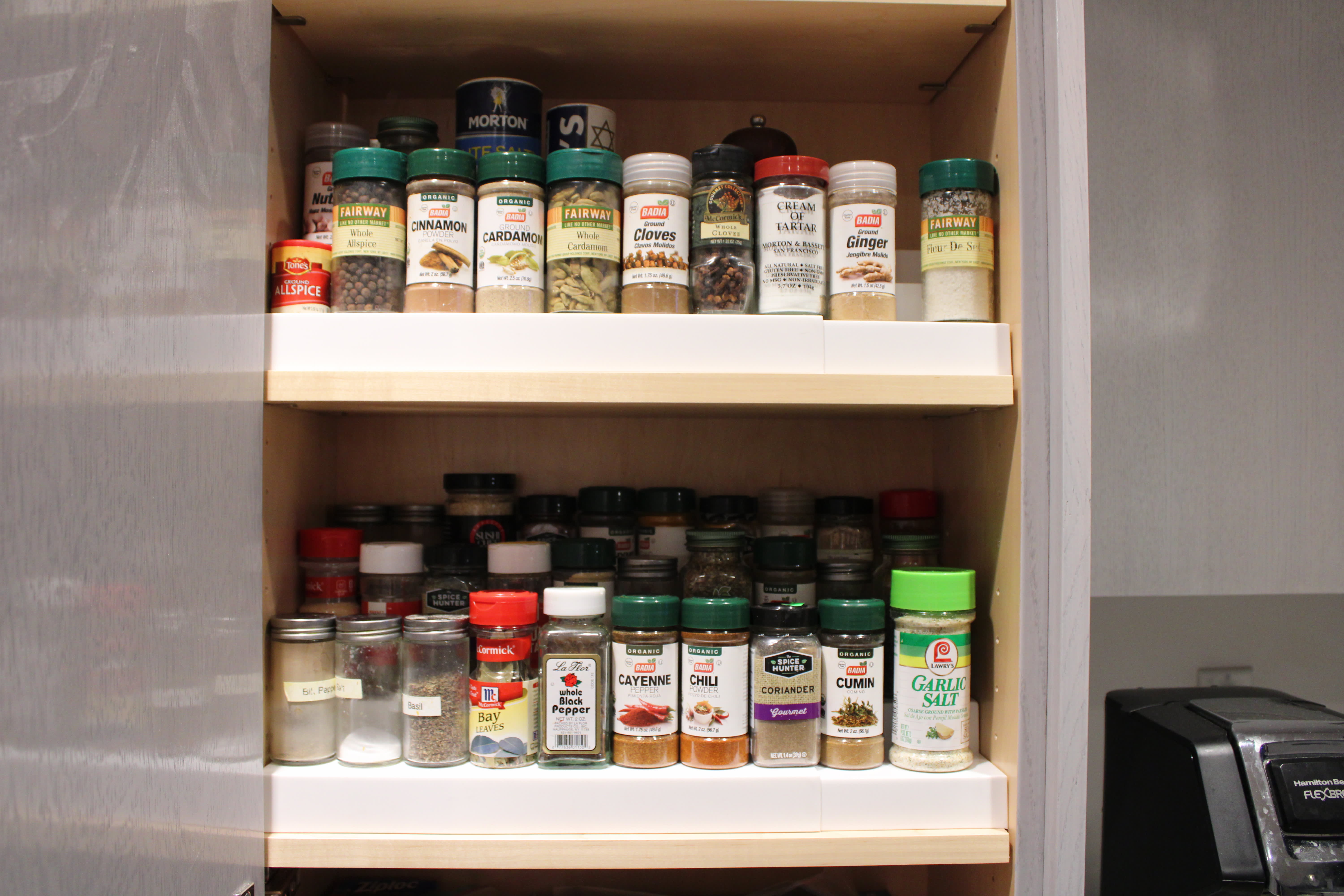 Sanno Expandable Cupboard Organizer, Large Stackable Counter Shelf, Cabinet Shelf Holder Spice Shelf Rack , White, 1 Shelf 27.5*8 Inches, 1 Pack