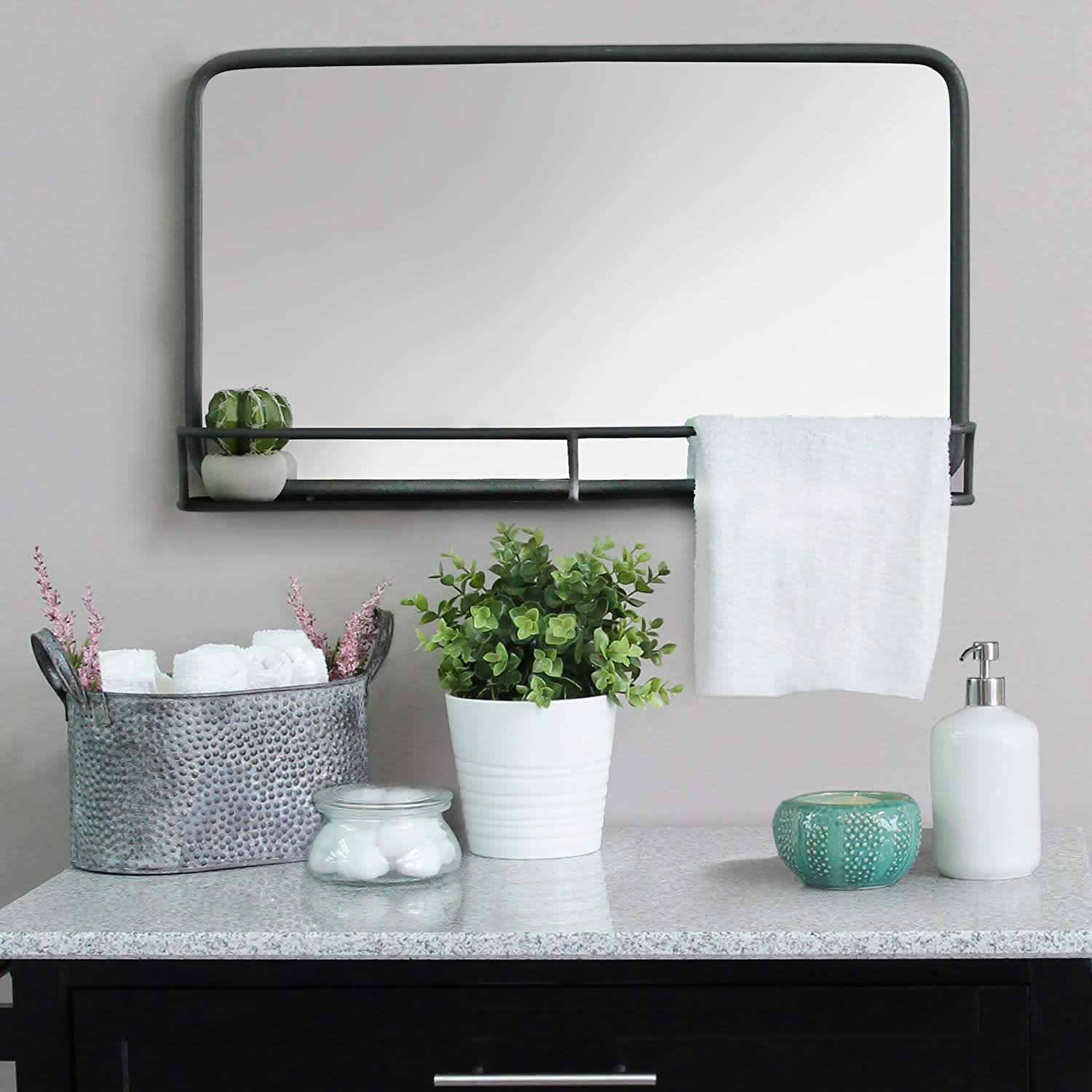 bathroom mirrors with shelves