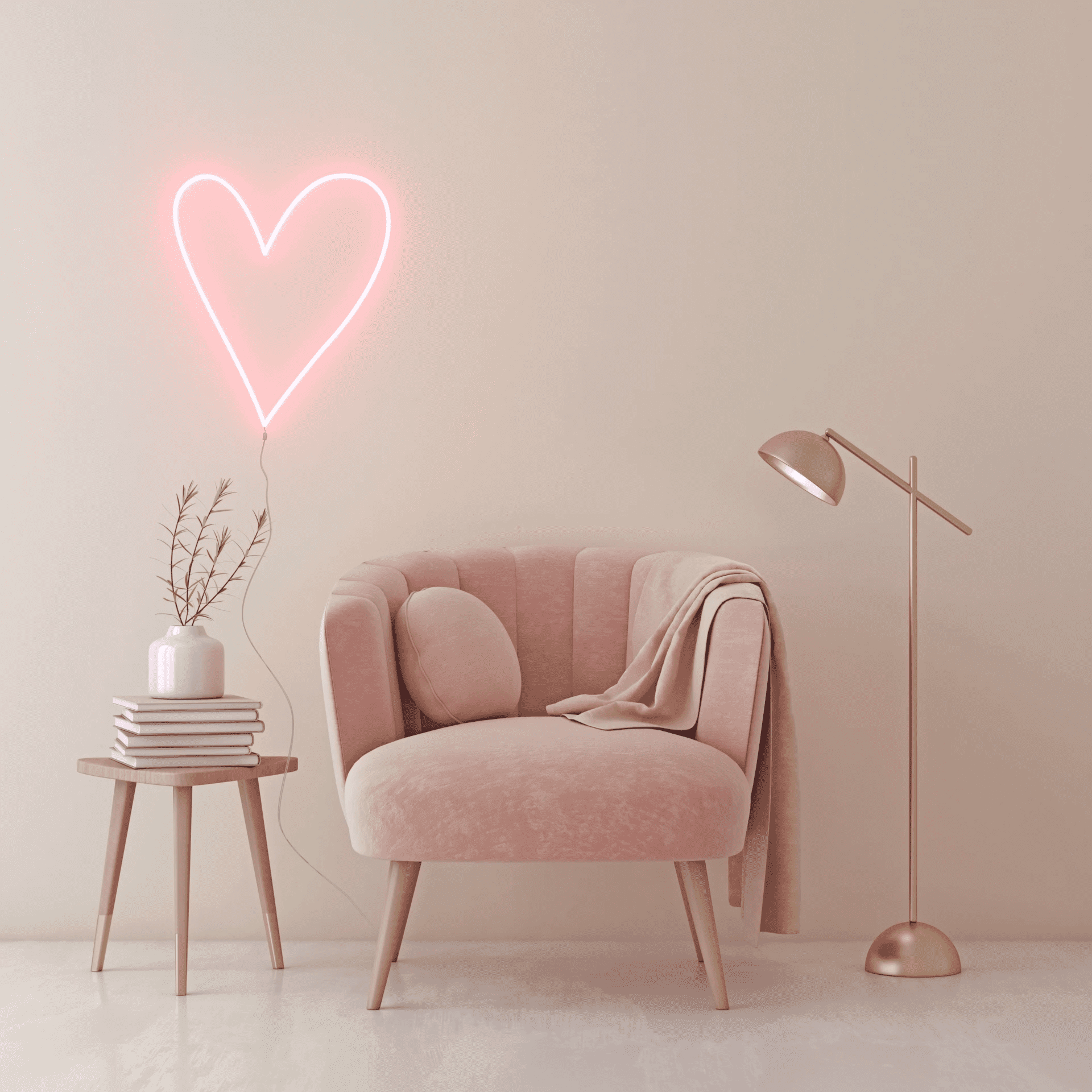 Pink Neon Heart Desk Light Amped & Co 
