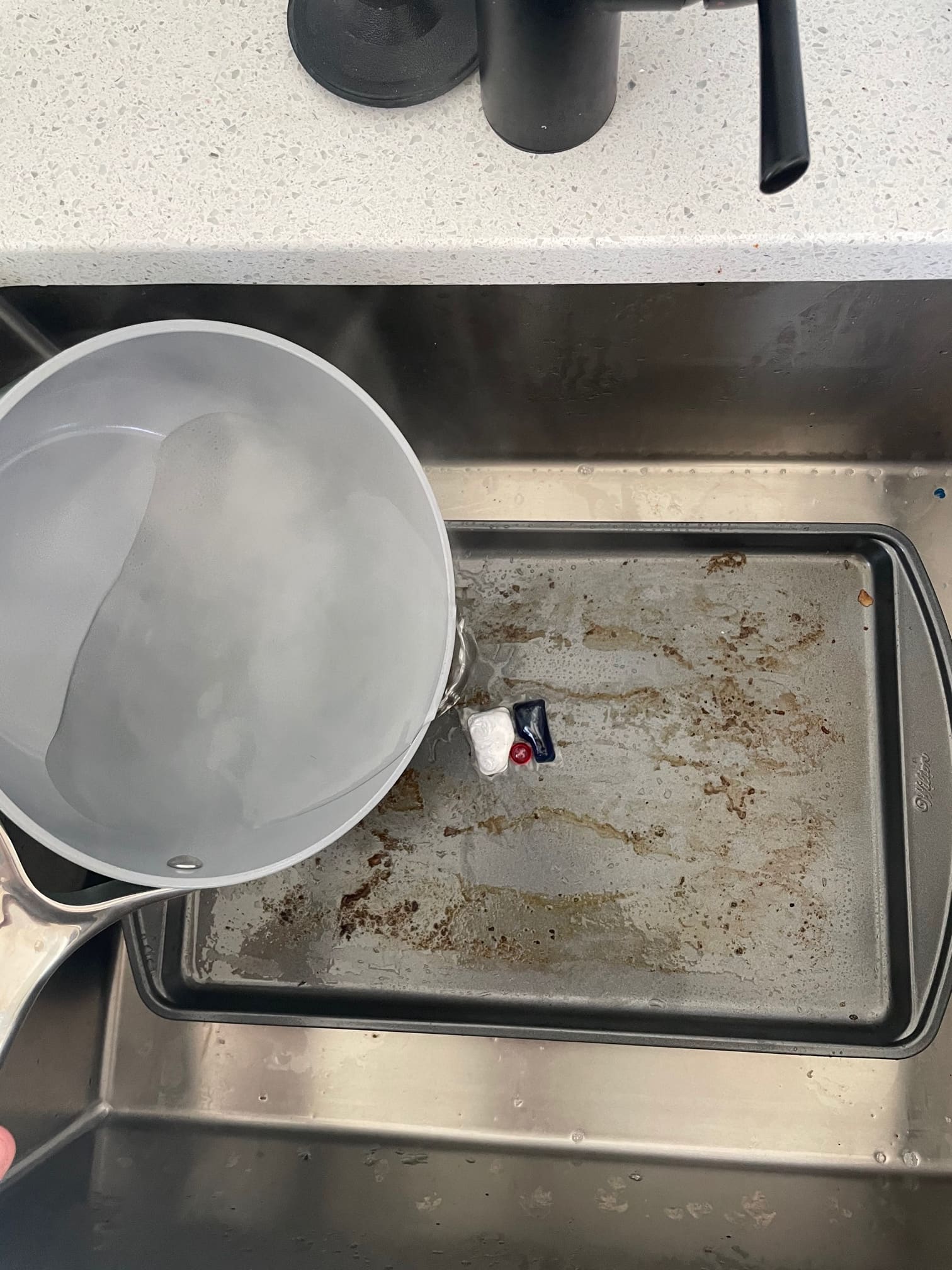 My bf put my quarter sheet pans in the dish washer, how can I get the shine  back? : r/Baking