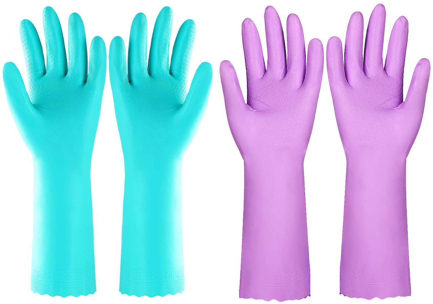 Reusable Dishwashing Cleaning Gloves with Latex Free Long Cuff,Cotton Gloves 2 