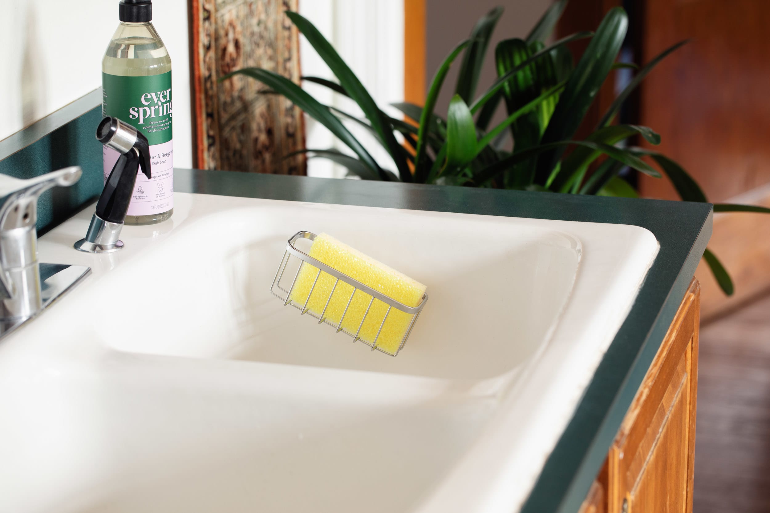 Kitchen Sink Sponge Cloth Basket With Dishwashing Liquid Bottle, Countertop  Organizer
