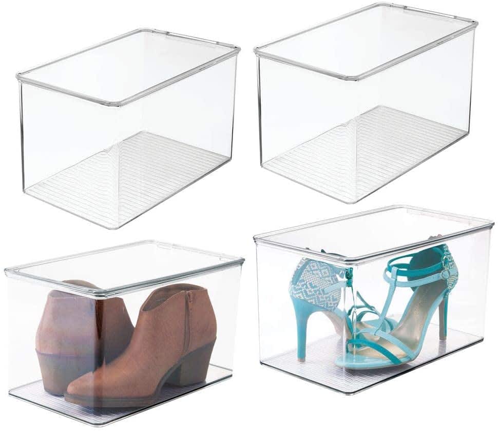for High Heels Boots Clear mDesign Closet Storage Organizer Shoe Box Tall Pumps