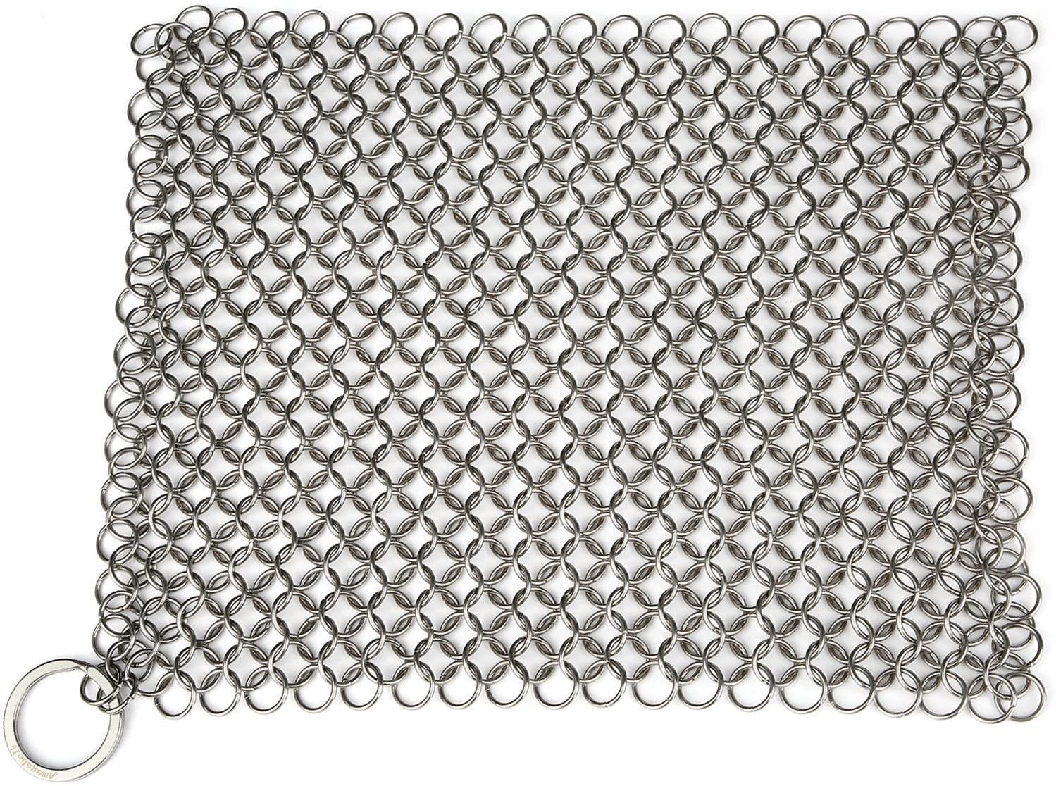 Cast Iron Cleaning Kit, 316 Stainless Steel Chainmail Scrubber, 2 Pan Grill Griddle Scrapers, Bamboo Fiber Rag, Sanding Sponge for Cast Iron Cleaner