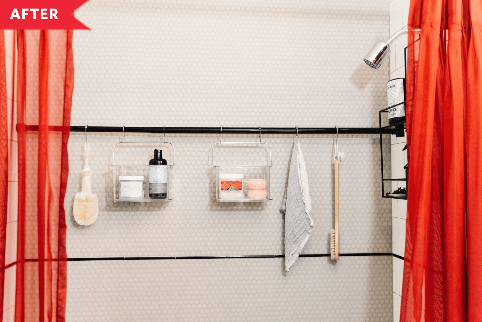 Horizontal DIY tension shower caddy  Shower organization, Bathroom  renovations, Shower storage