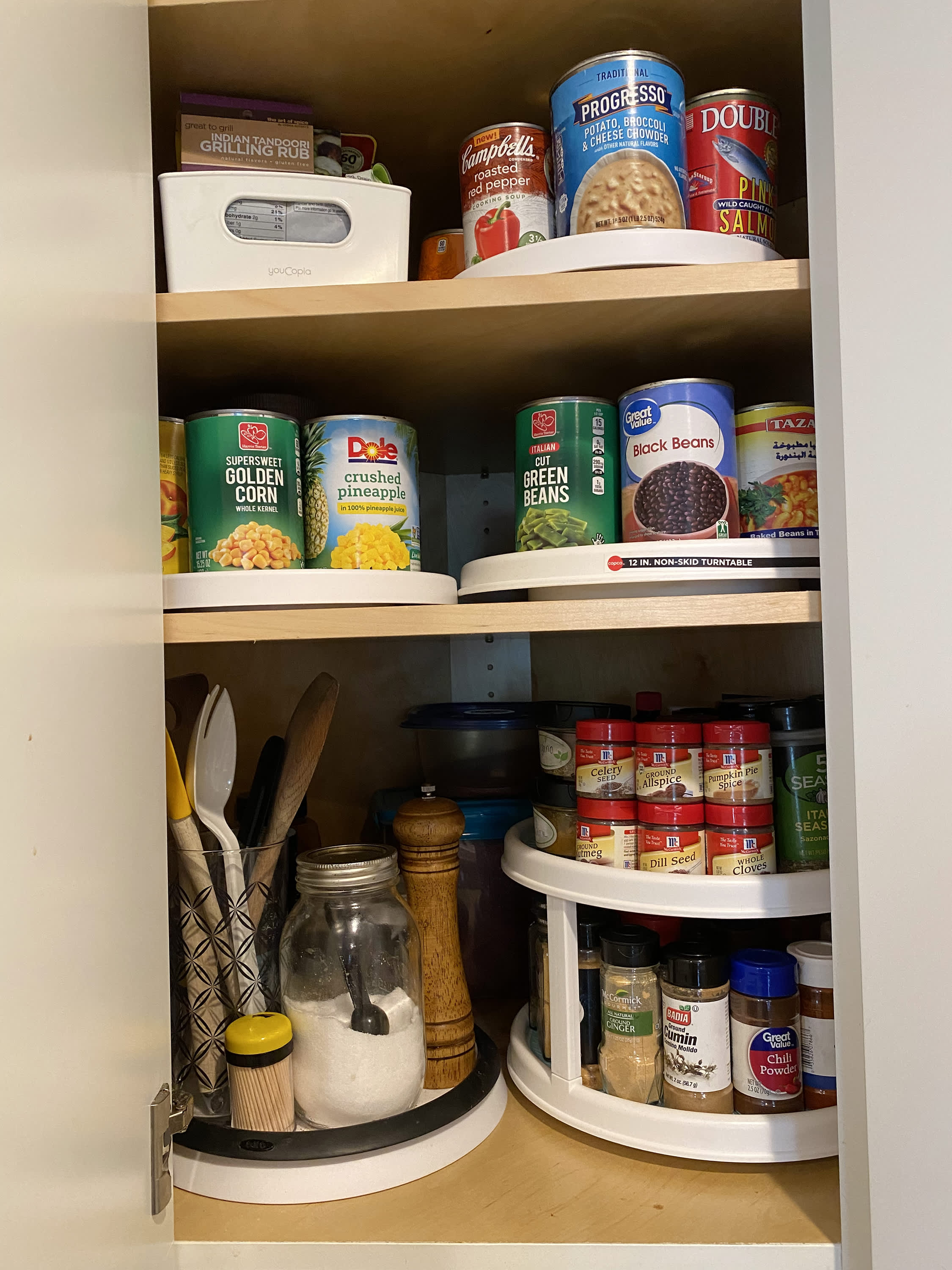 An awesome way to organize your kitchen utensils with this Lazy Susan  storage - Your Projects@OBN