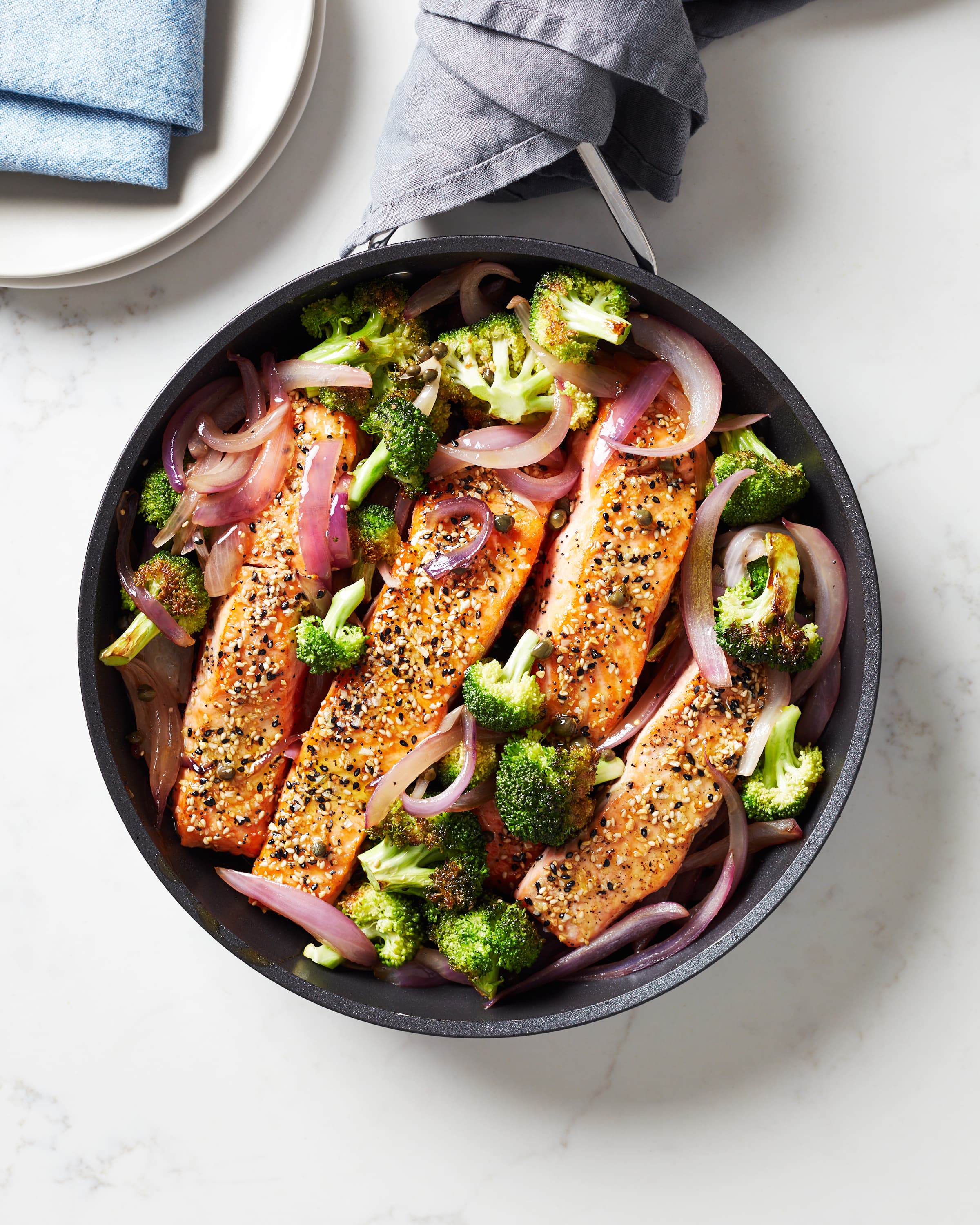 Everything Bagel Salmon with Broccoli and Capers (Just 5 Ingredients) |  Kitchn