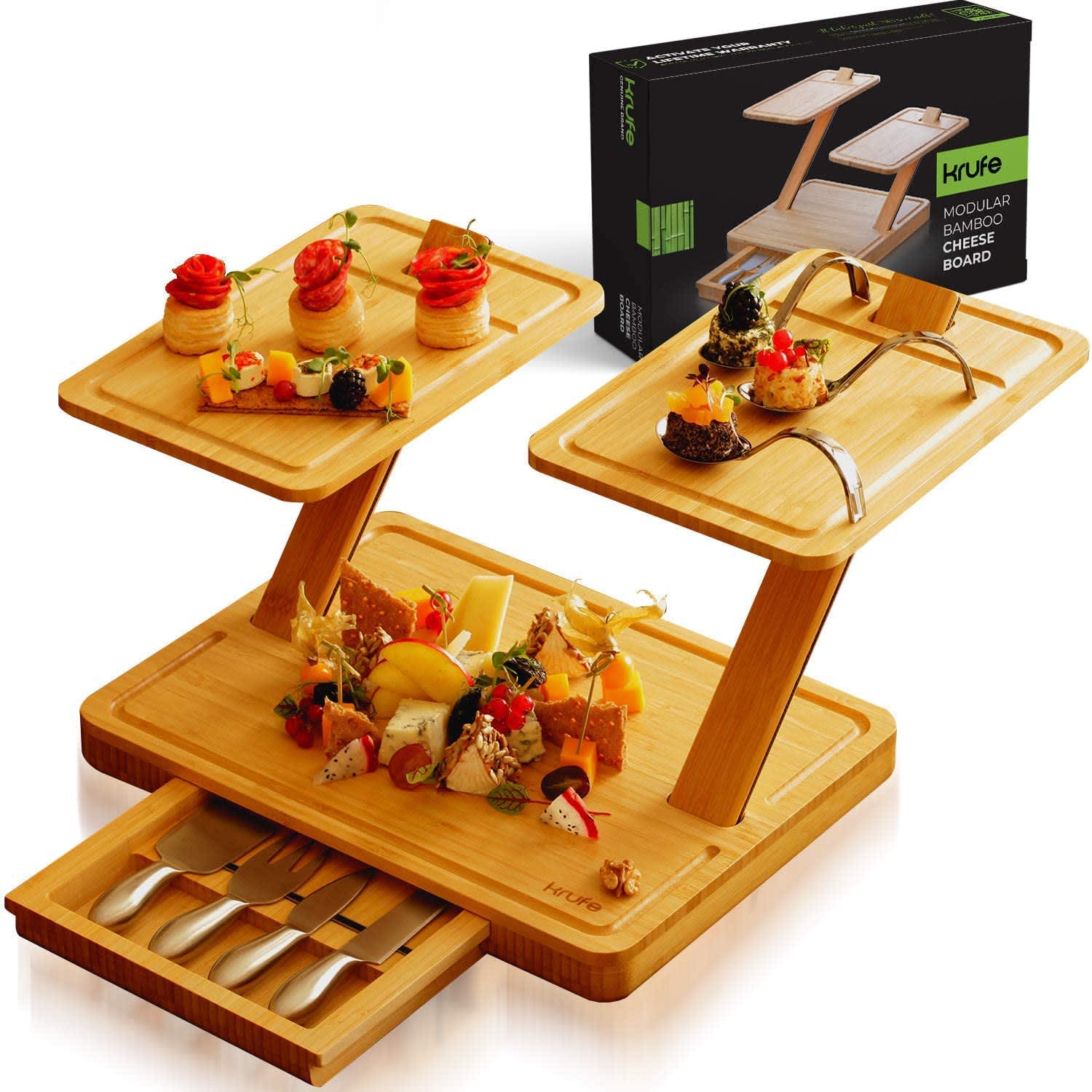 Multi-function Large Natural Bamboo Cutting Board Set with food trays –  PrimaShoppe