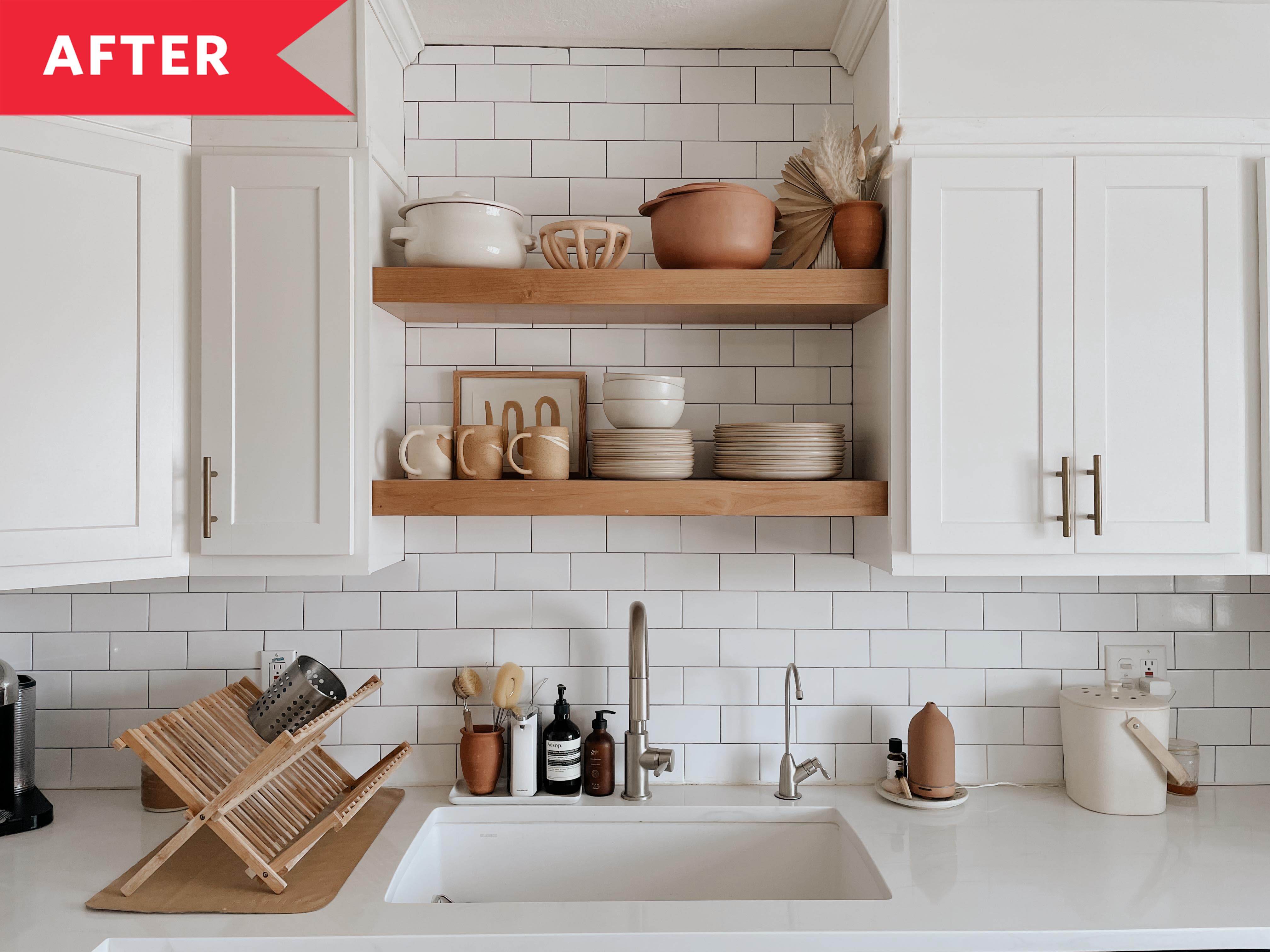 Create More Kitchen Storage: Install Open Shelving Above The Sink