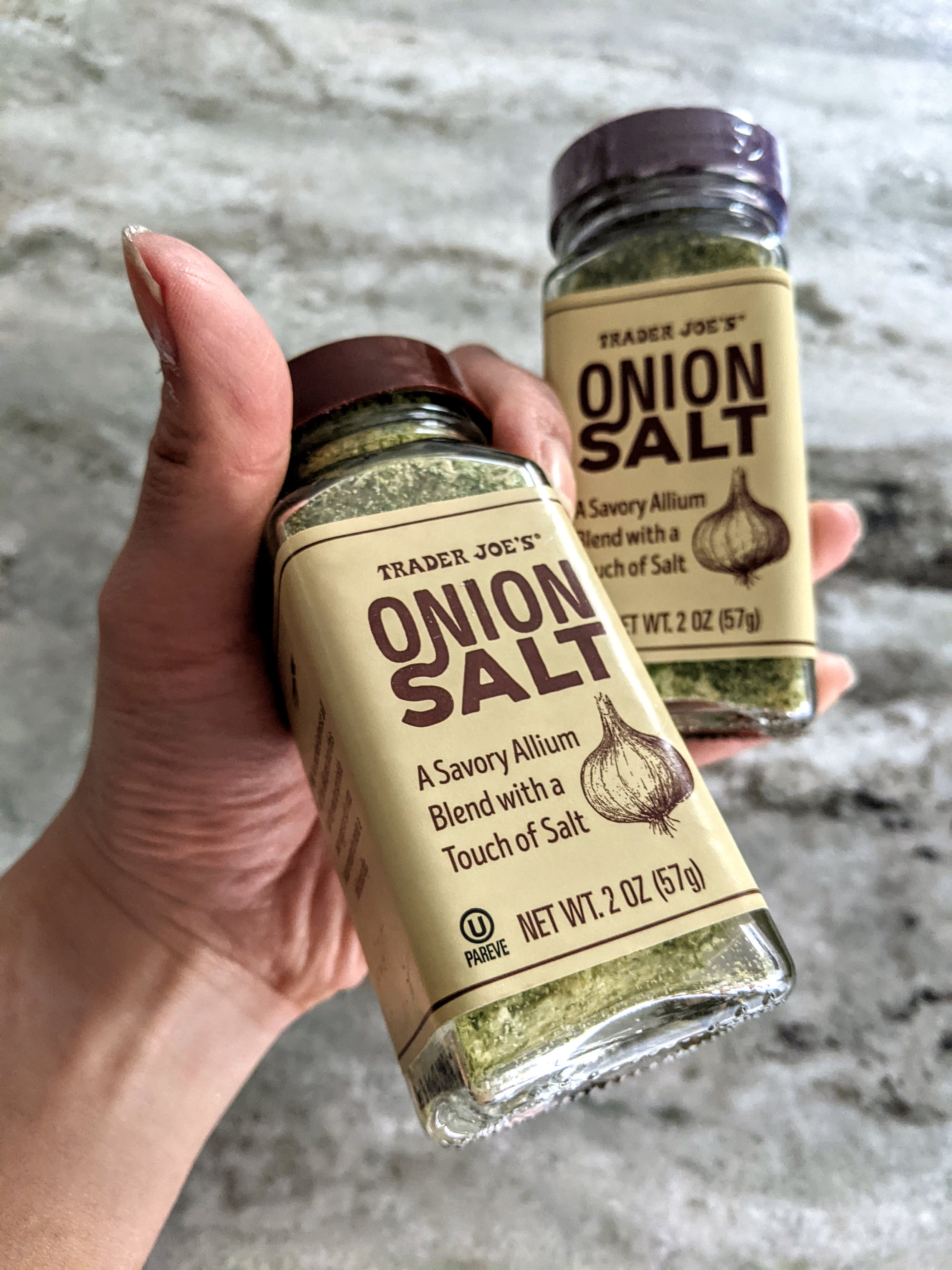 Trader Joe's ONION SALT Savory Blend with a Touch of Salt (Pack of 2) 2 oz  each