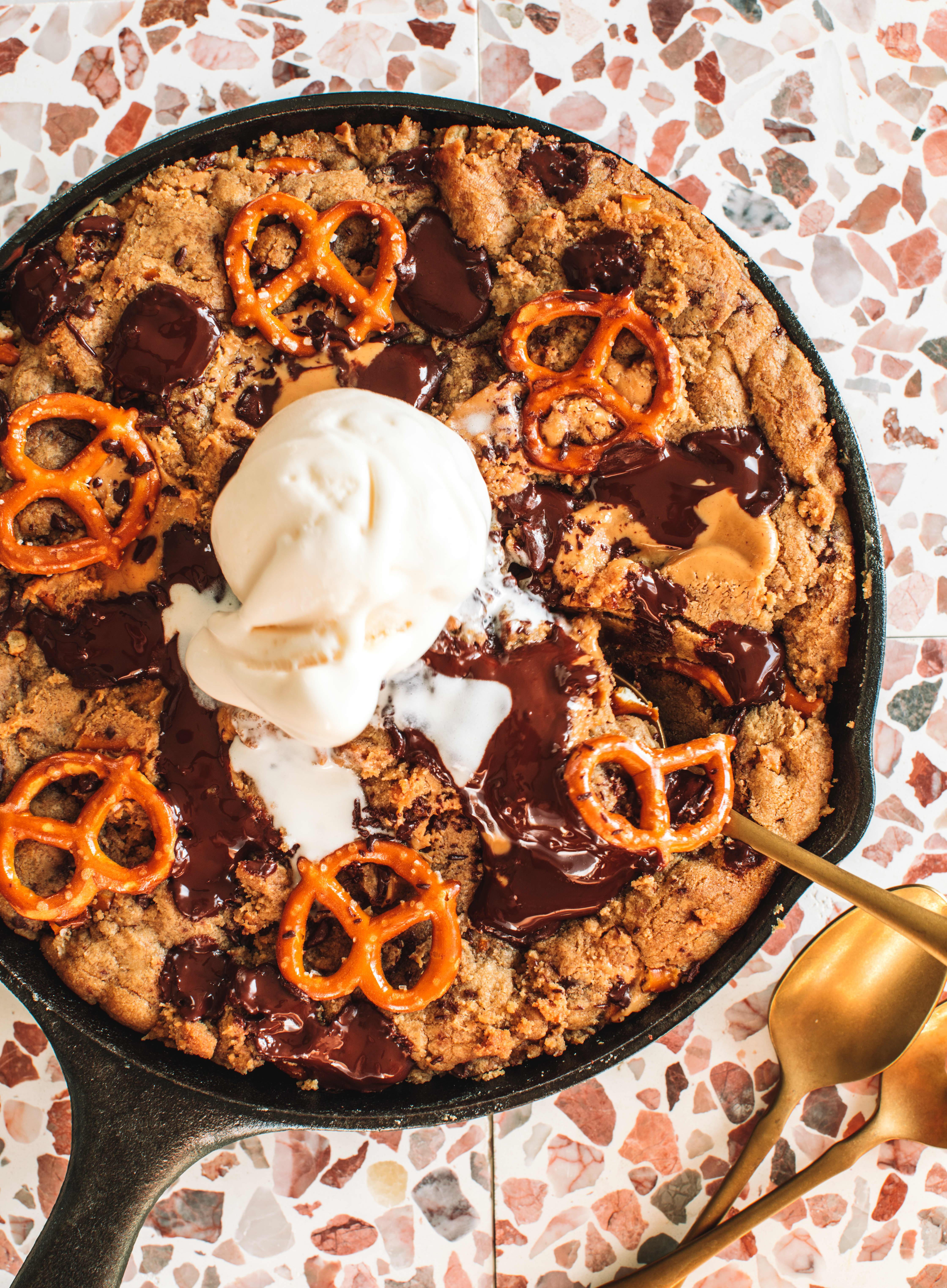 Peanut Butter-Chocolate Skillet Cookie Recipe