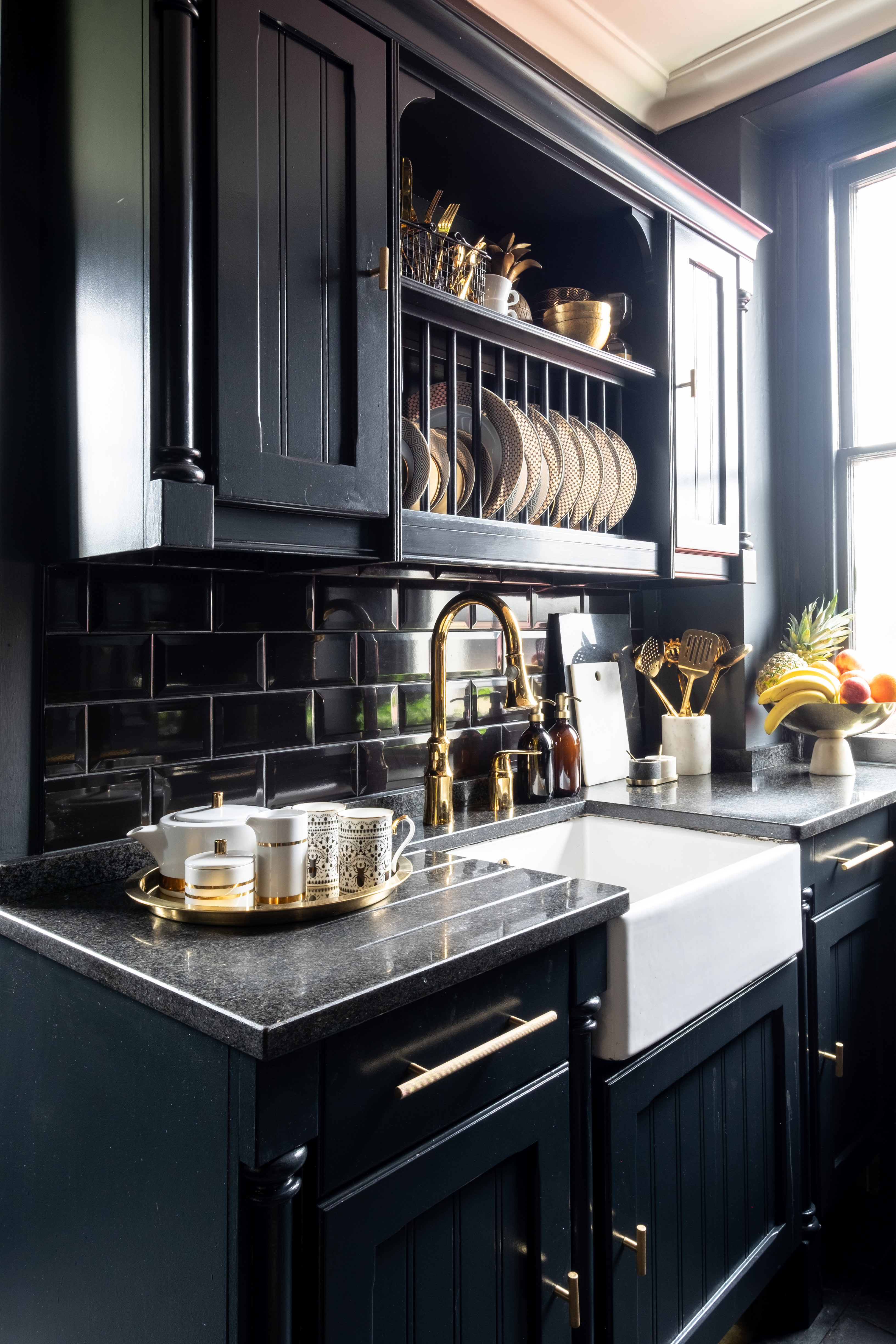 gothic black kitchen exotic moldings