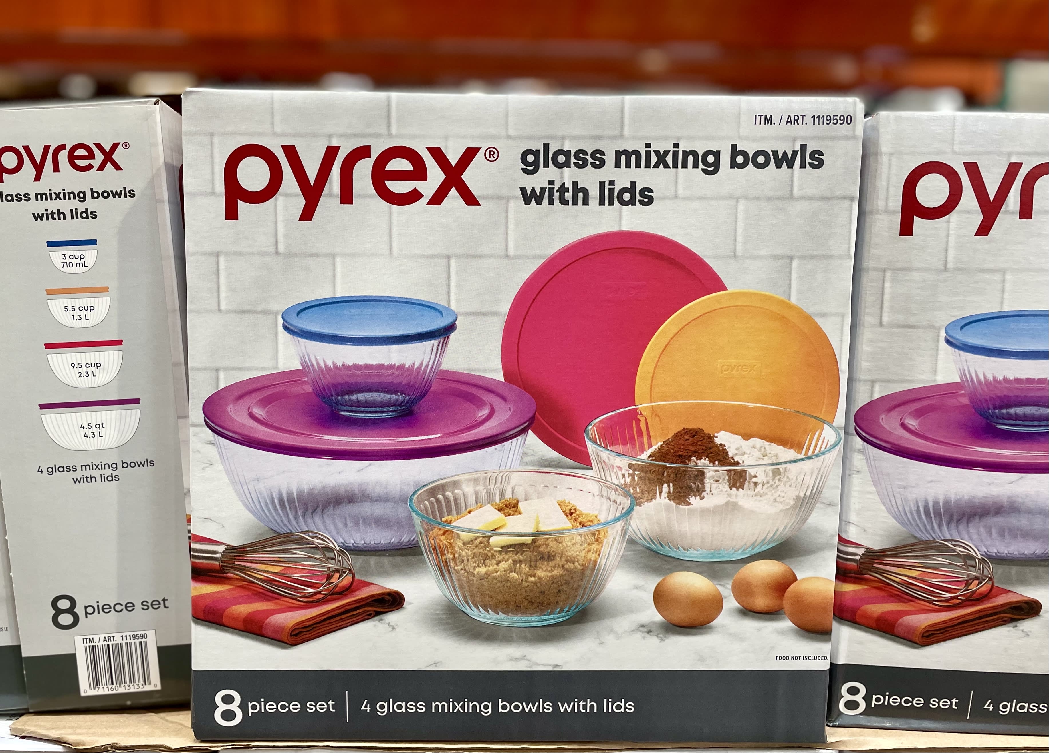 Pyrex 8-Pc Glass Food Storage Container Set, 4-Cup & 3-Cup