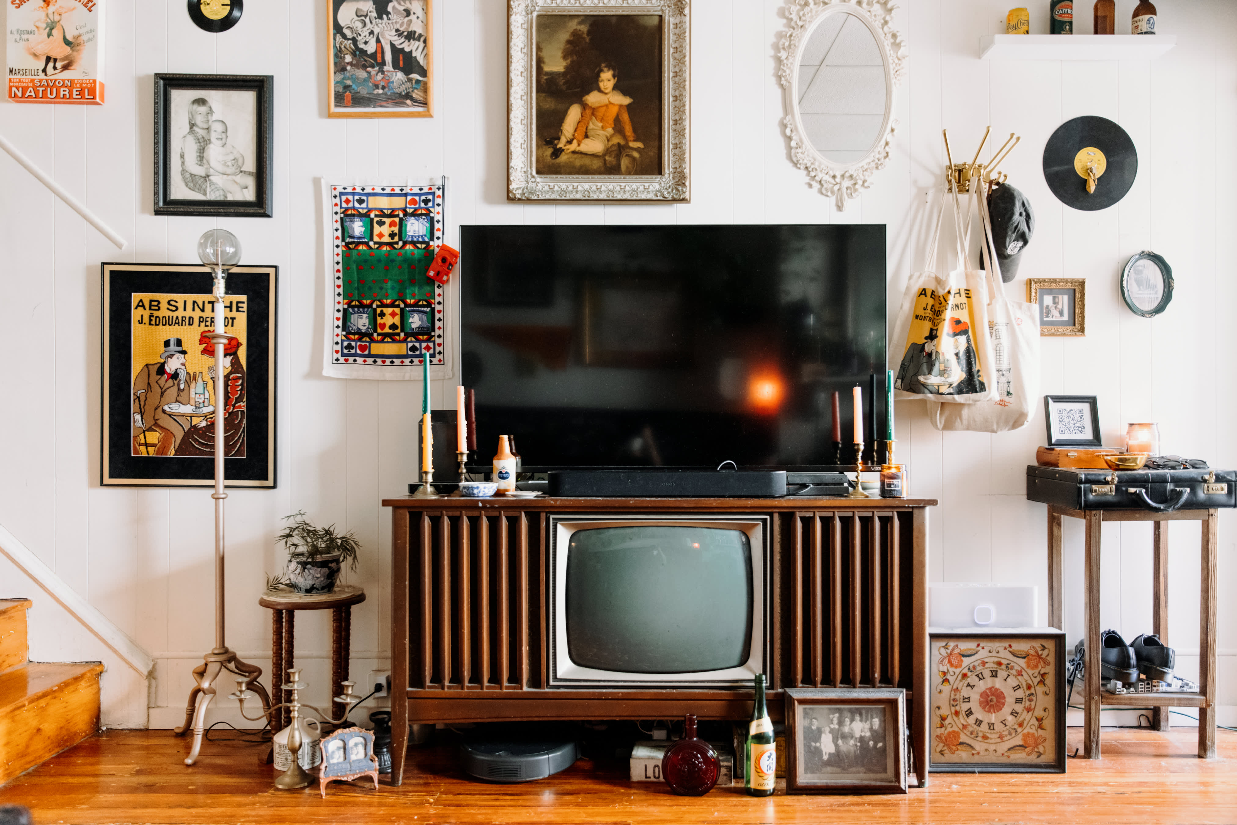old television set in living room