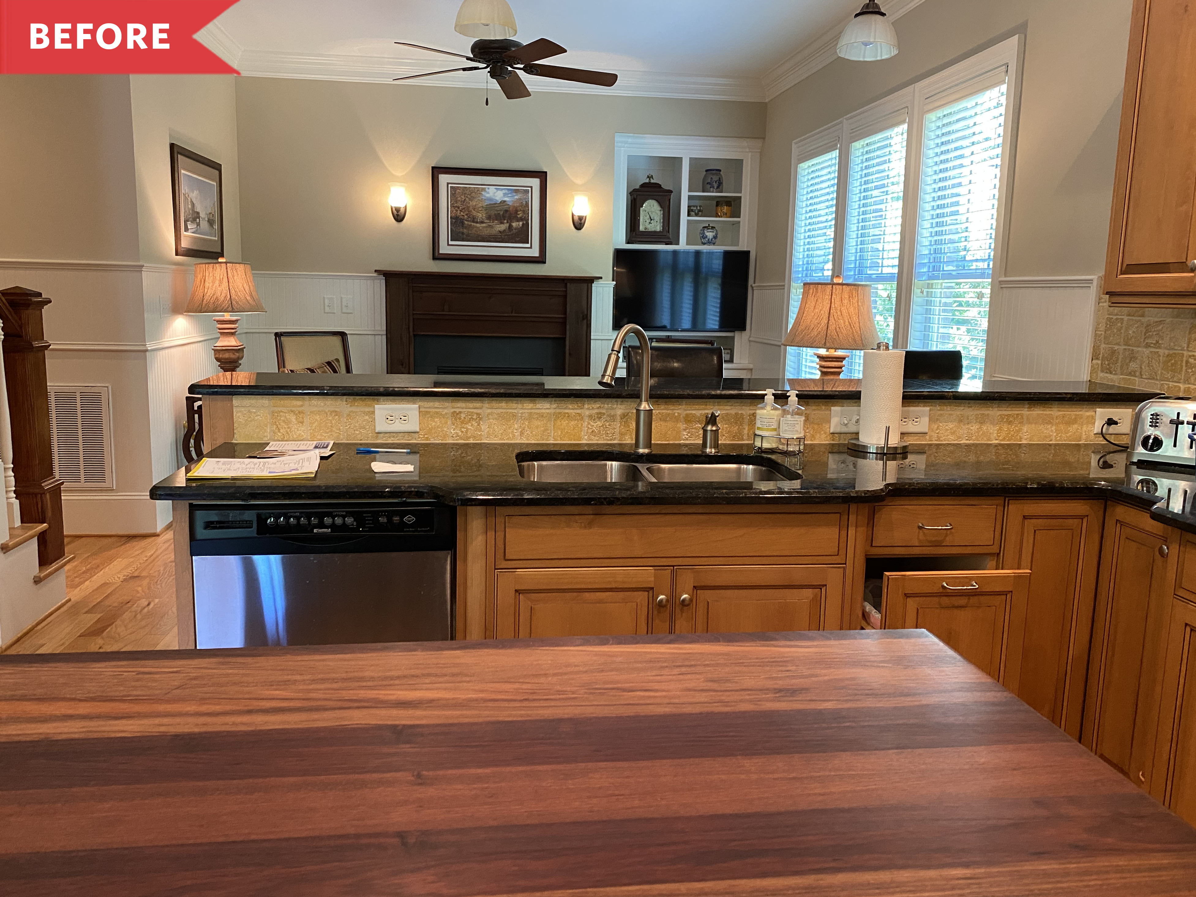 Kitchen Redo With Waterfall Countertops - Before and After ...