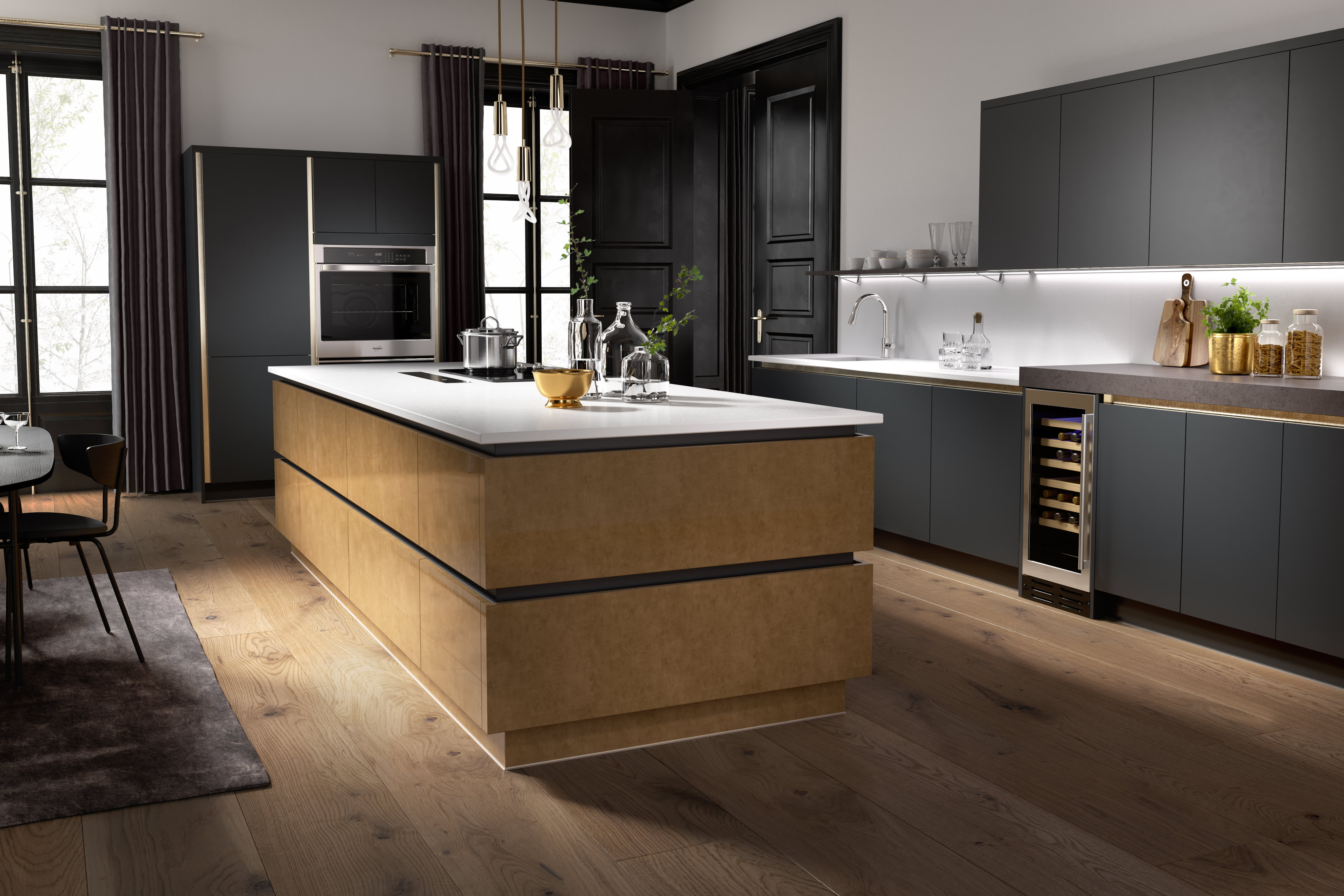 2022 Kitchen Trends Magazine   Two Tone Dark Kitchen Trend ï Milano Elements Wren Kitchen 