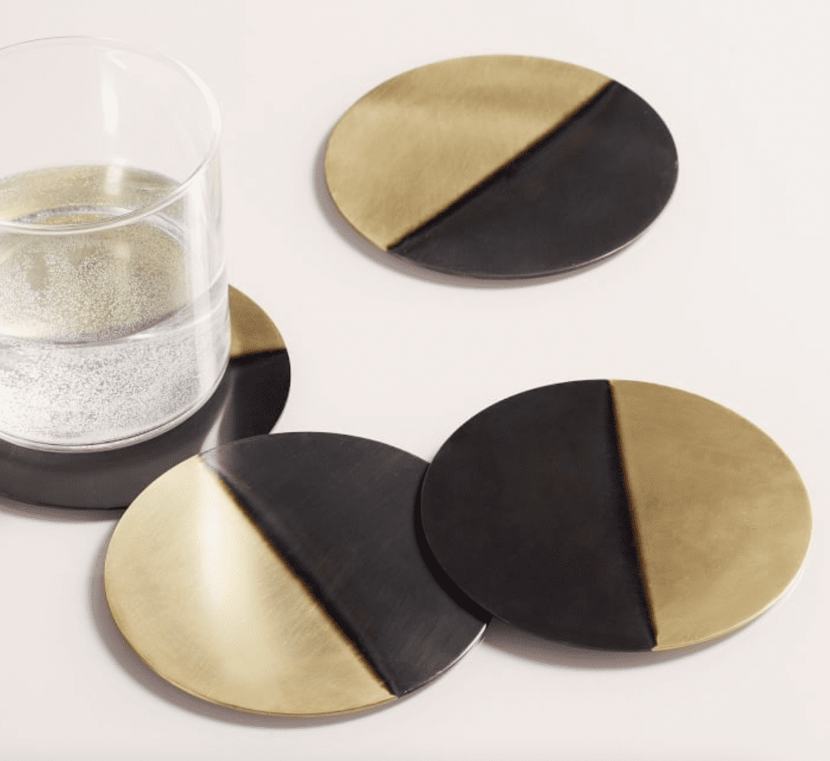 Viski Black Marble Coasters - Round Black Coasters For Drinks - Heavy Stone  With Cork Backing And Stand - Real Black Marble Coasters Set Of 4 : Target