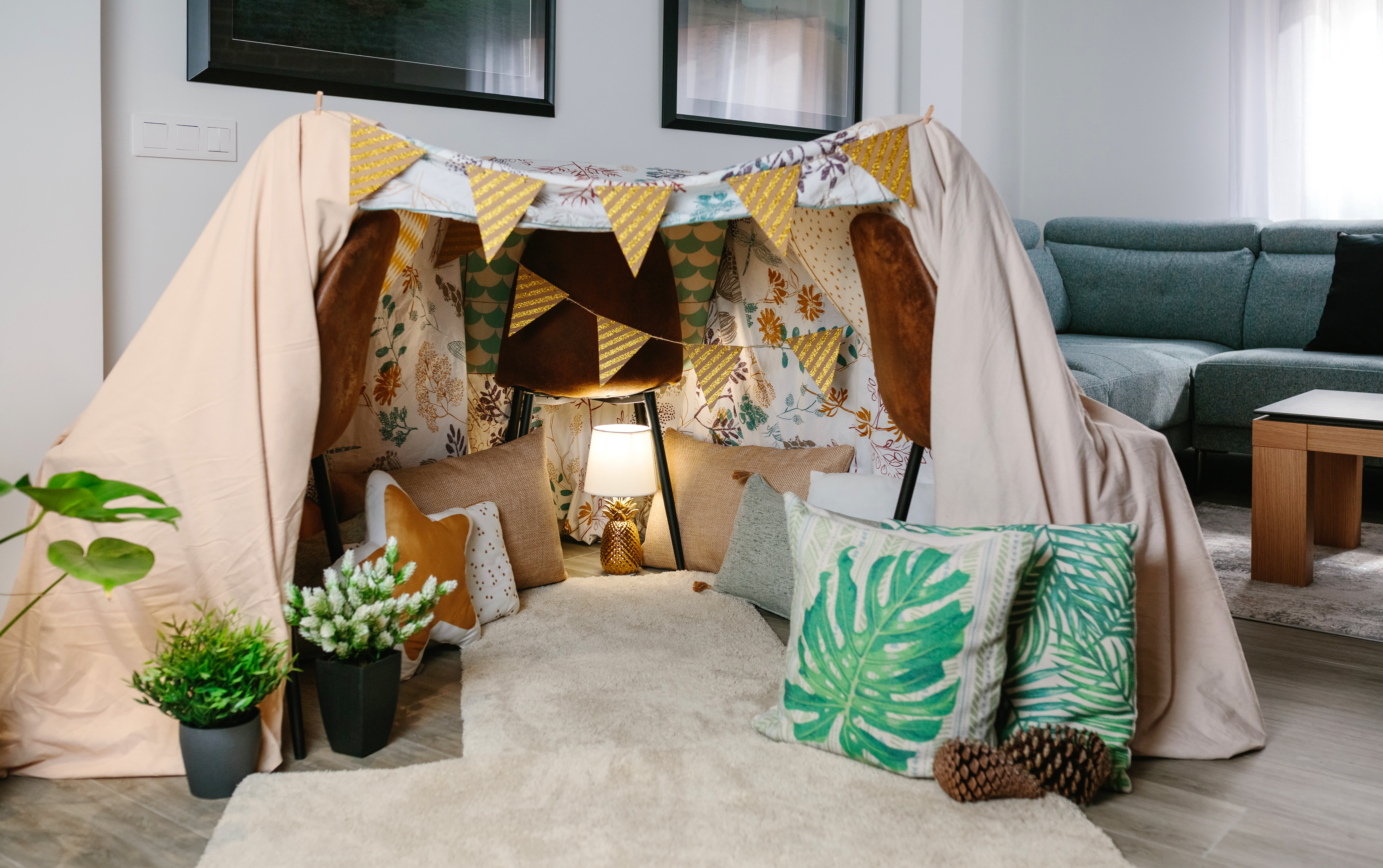 How to Host a Camping-Themed Party in Your Living Room - Drew & Jonathan