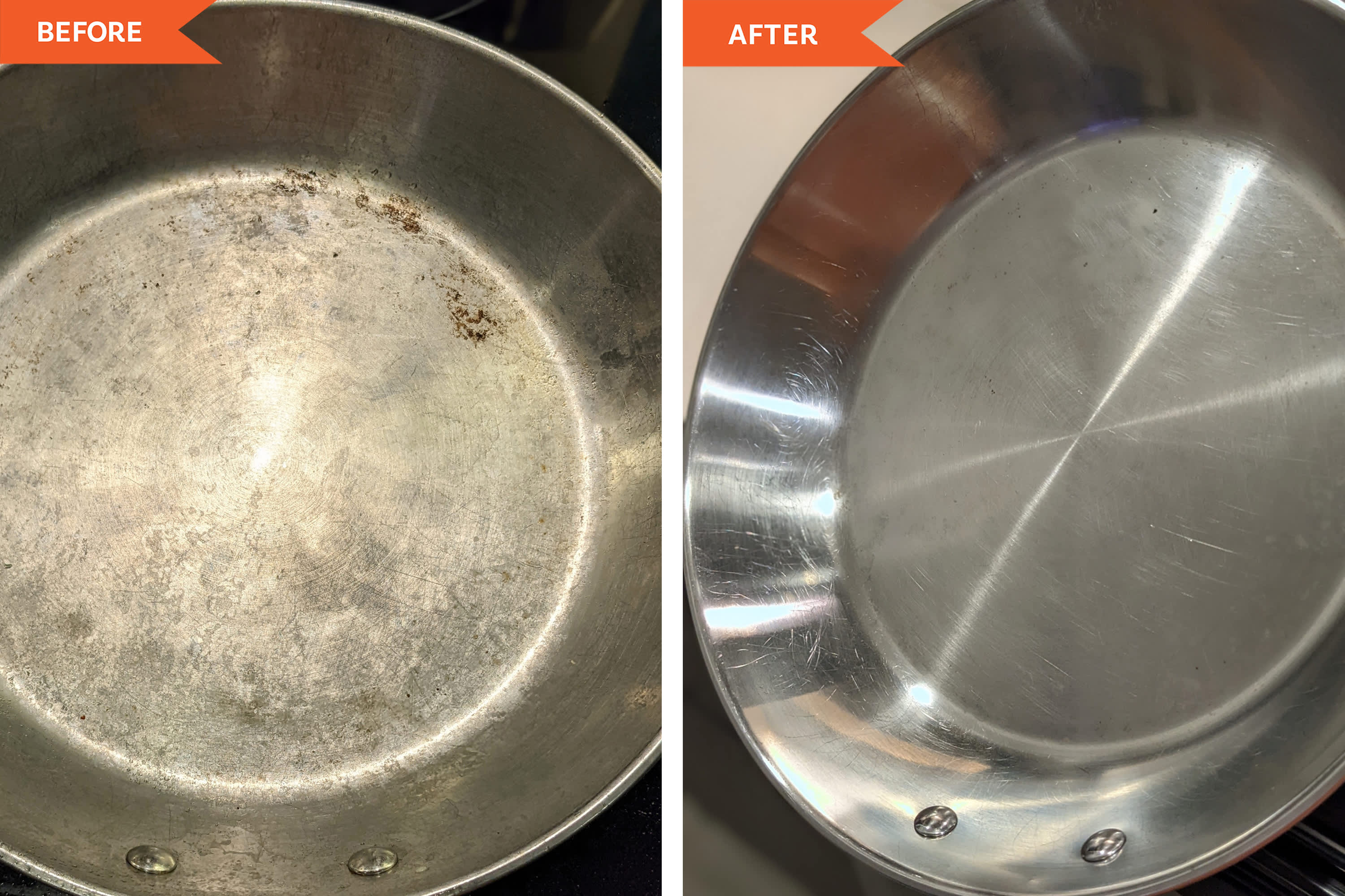 Before and after of this $1 pan I bought : r/CleaningTips