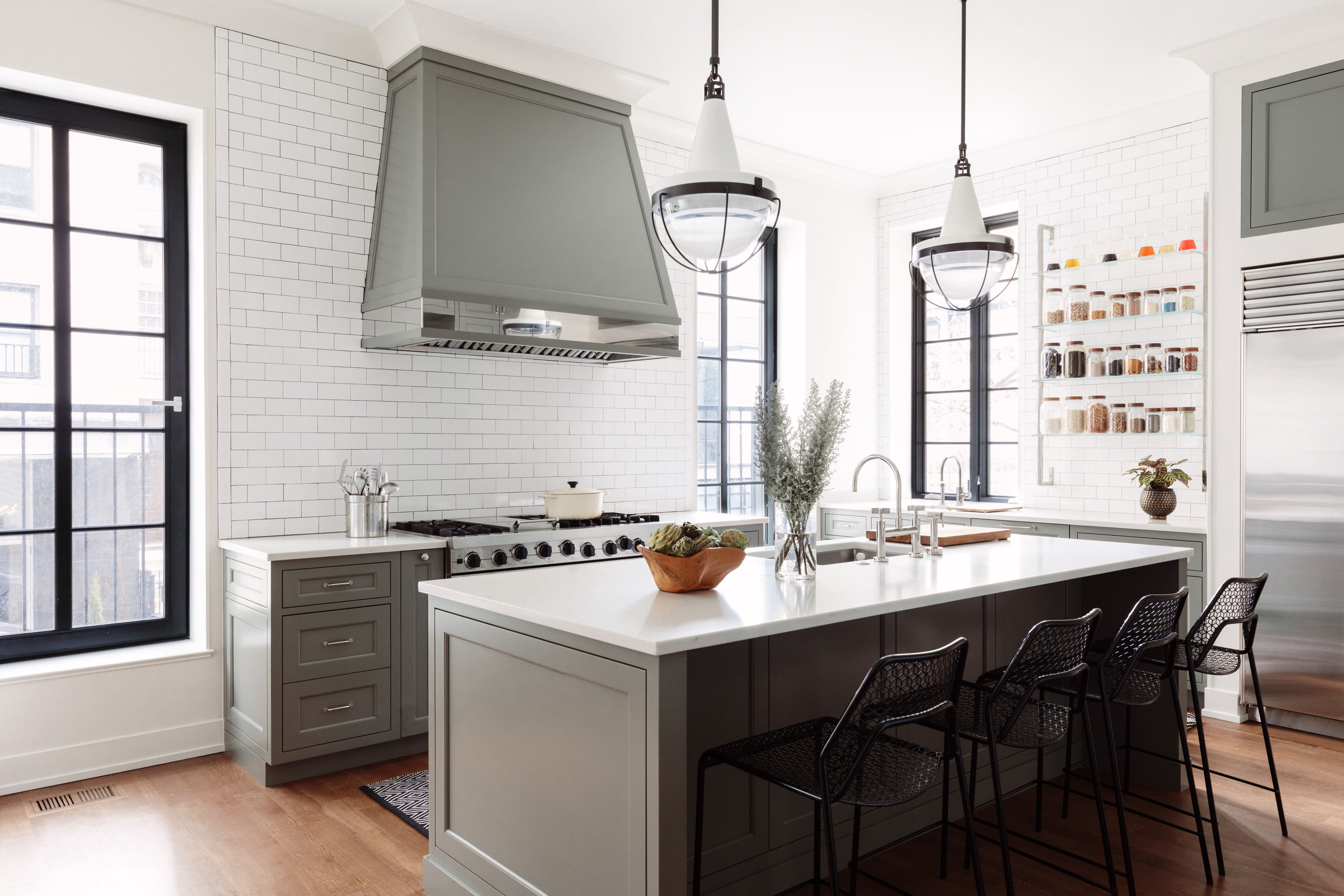 Howdens - Take inspiration from @hannah_hitchen on Instagram and pair grey  kitchen cabinets with copper accessories to bring warmth into any space:  howdens.com/kitchens/fitted-kitchens Kitchen featured: Fairford Graphite