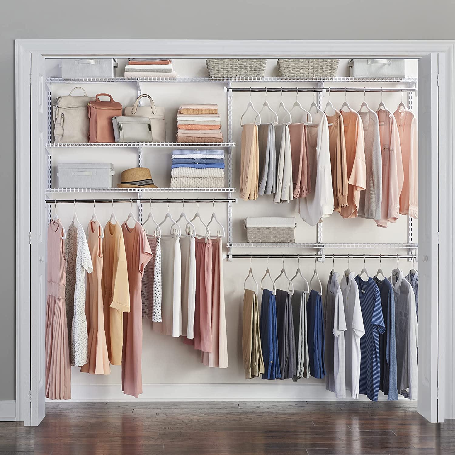 Expandable Linen Closet Organizer Kit, White - 4 Shelves