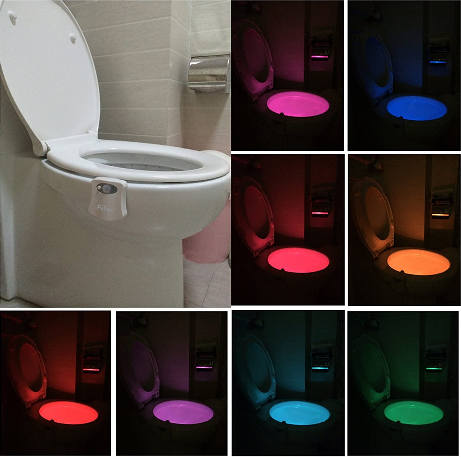 8-Color Motion Sensor LED Toilet Bowl Night Light, Bathroom Lighting, Night  Light for Potty Training Light Up, Bathroom Accessories for Kids, Light  Detection