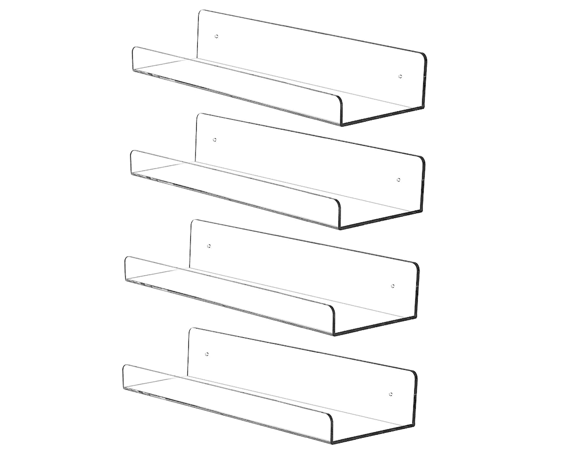 upsimples Acrylic Floating Shelves Set of 4, Adhesive Shelf with