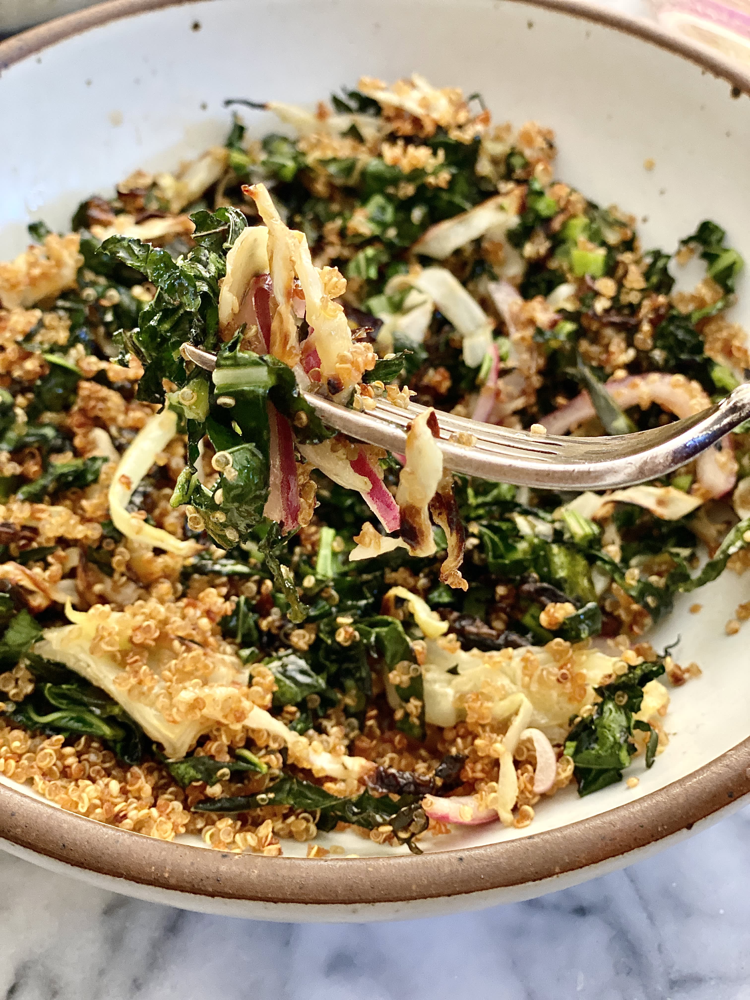 Baked Kale Salad With Crispy Quinoa